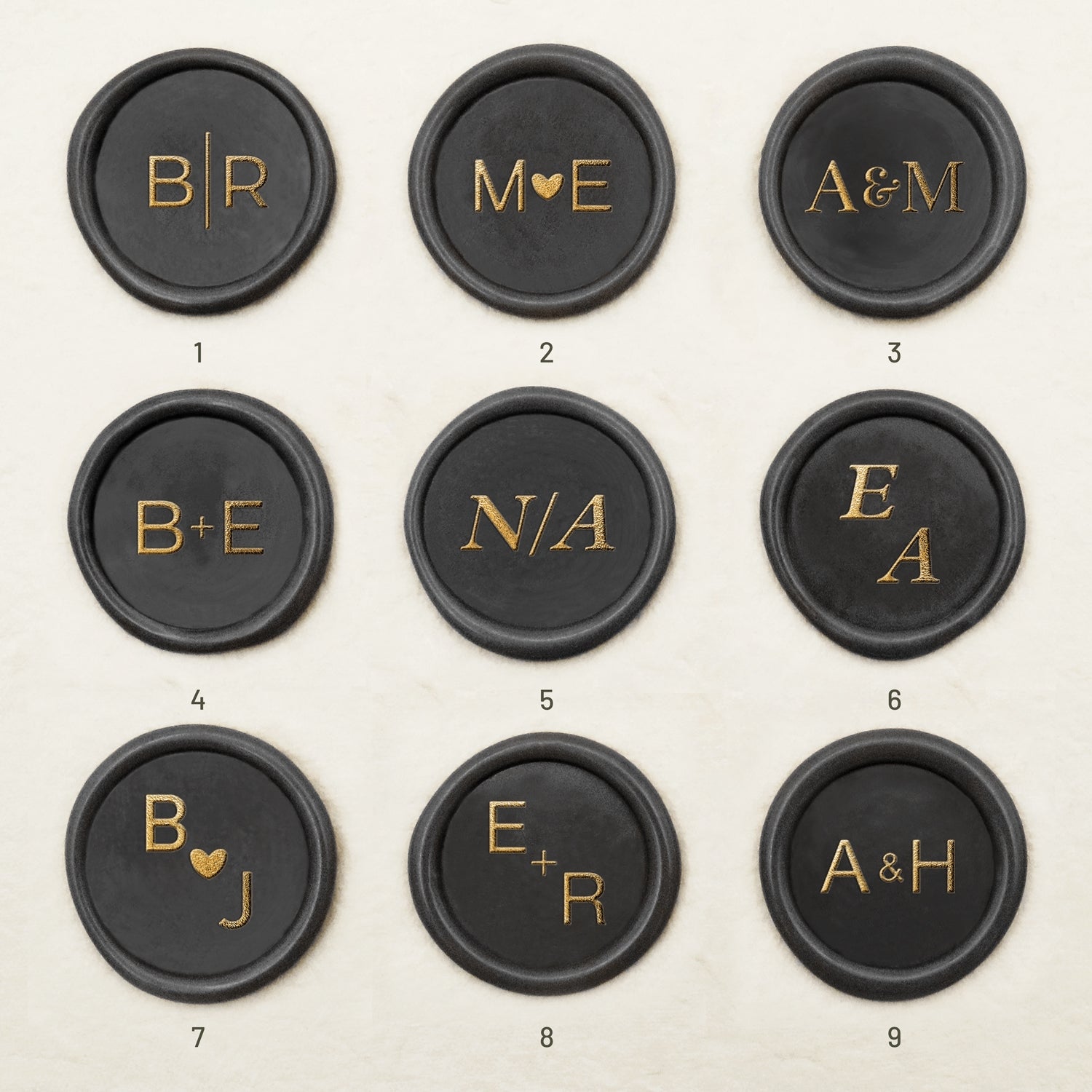 Personalisierter Minimalistischer Hochzeits-Siegelwachs-Stempel (9 Designs)-sku