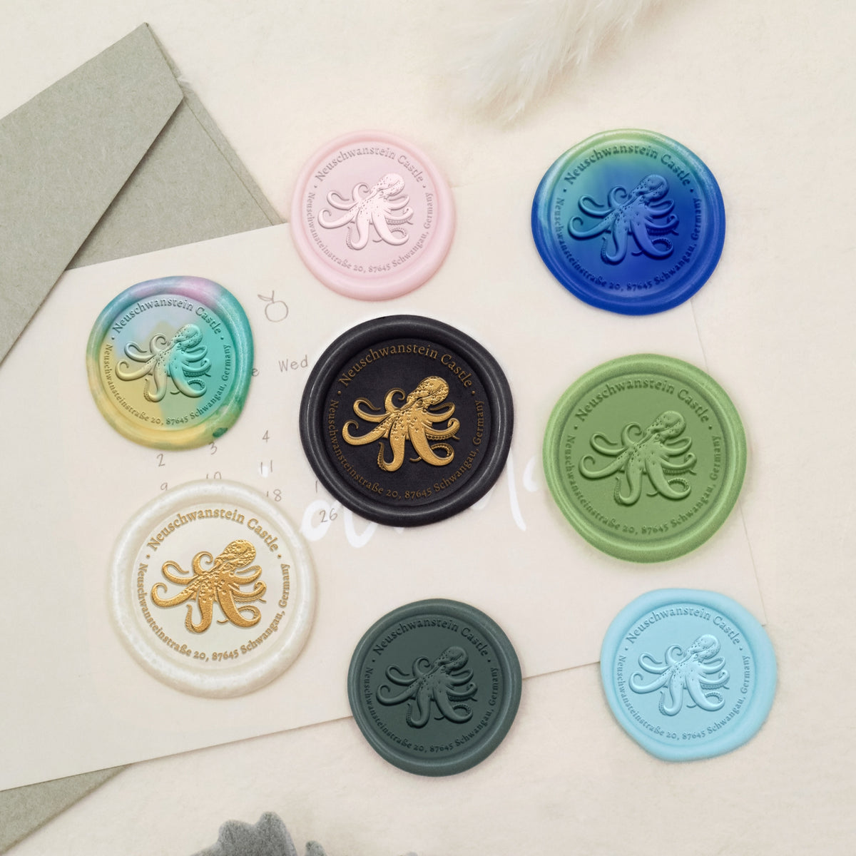 Personalisierter Oktopus Adresse Siegelwachs Siegelstempel 3