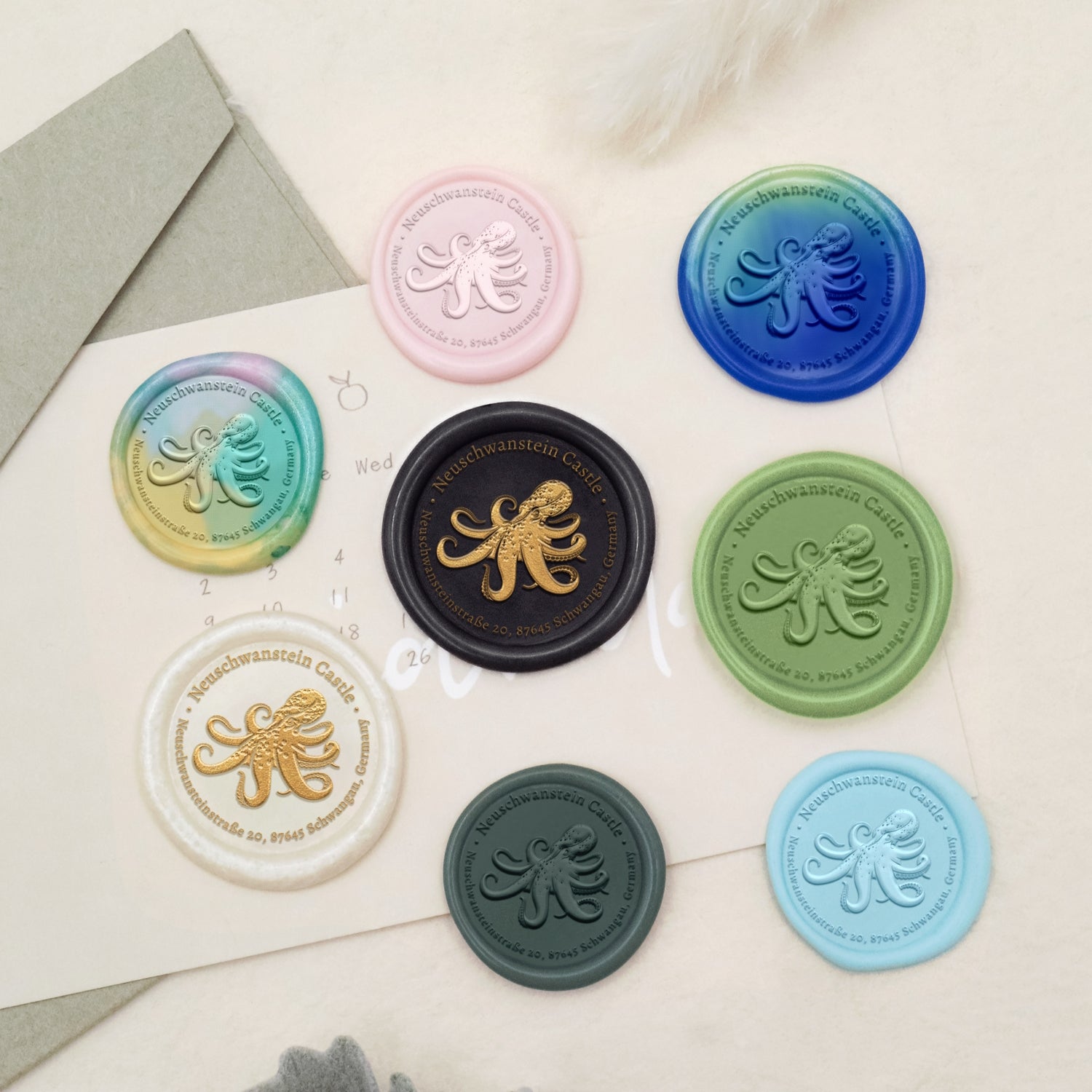 Personalisierter Oktopus Adresse Siegelwachs Siegelstempel 3