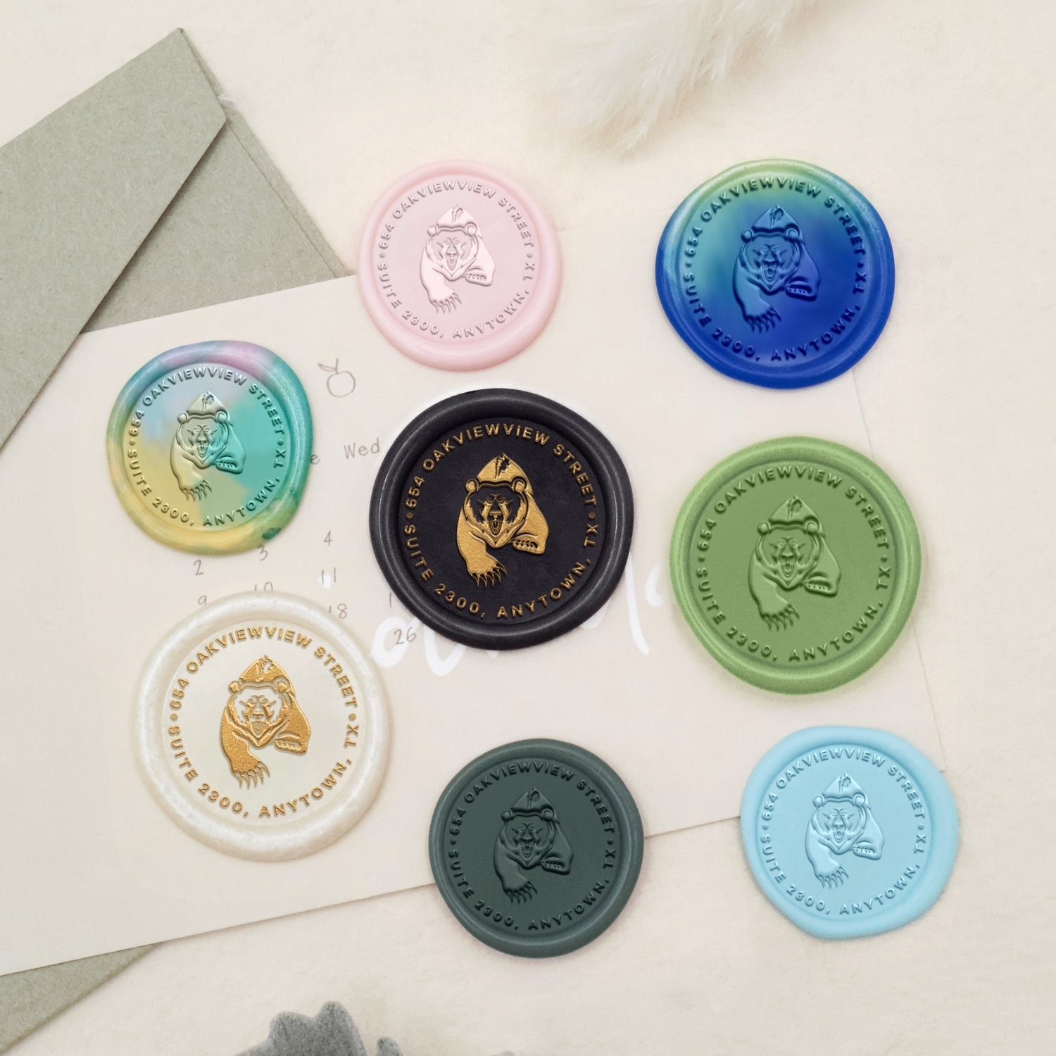 Personalisierter Bär Adresse Siegelwachs Siegelstempel Stempel 3