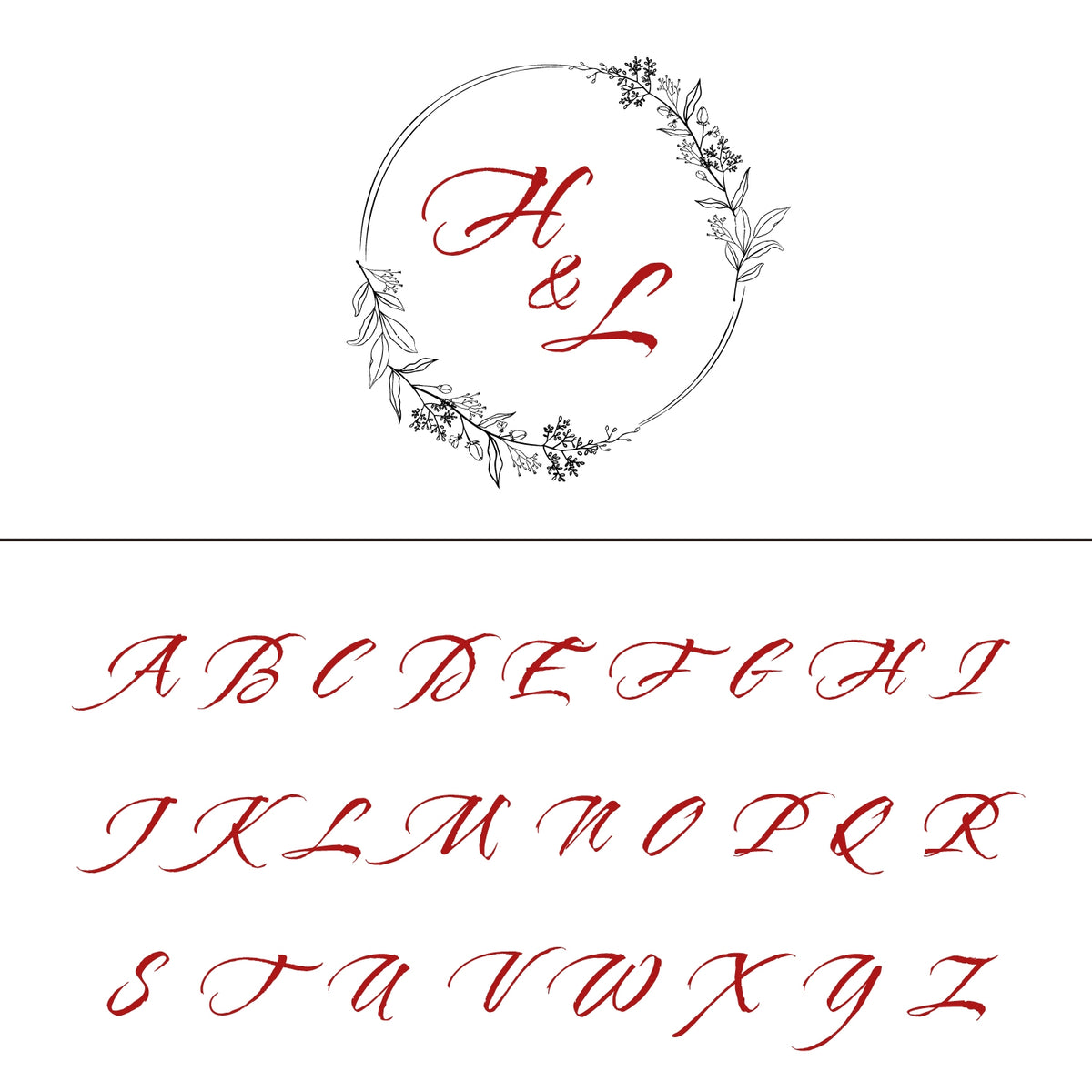 Personalisierter Botanischer Hochzeits-Monogramm Gummistempel - Stil 4 4