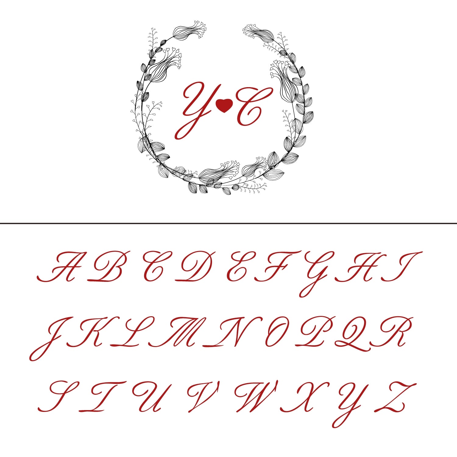 Personalisierter Botanischer Hochzeits-Monogramm Gummistempel - Stil 17 17