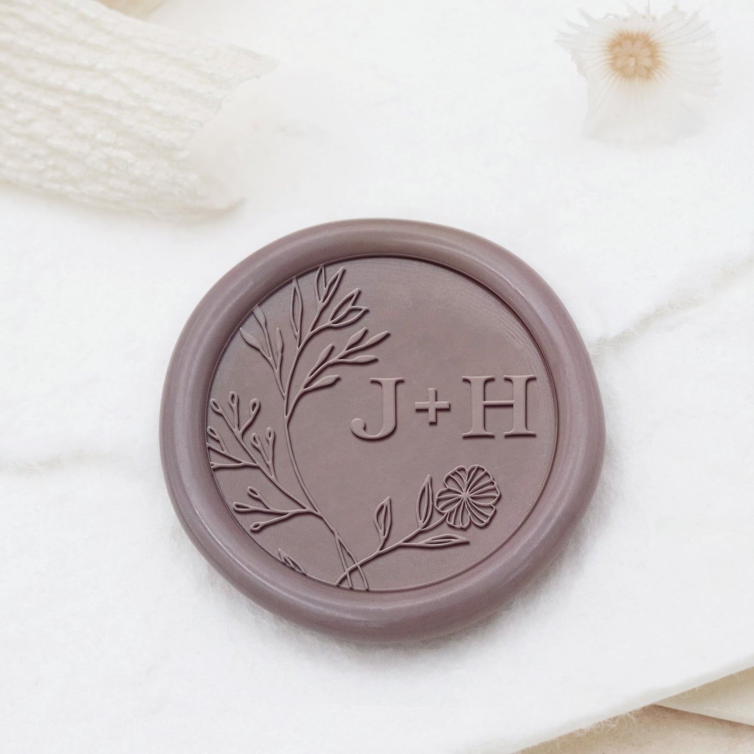 Personalisierten Rahmenlosen Botanischen Hochzeits-Monogramm Siegelwachs Siegelstempel - Stil 15 1