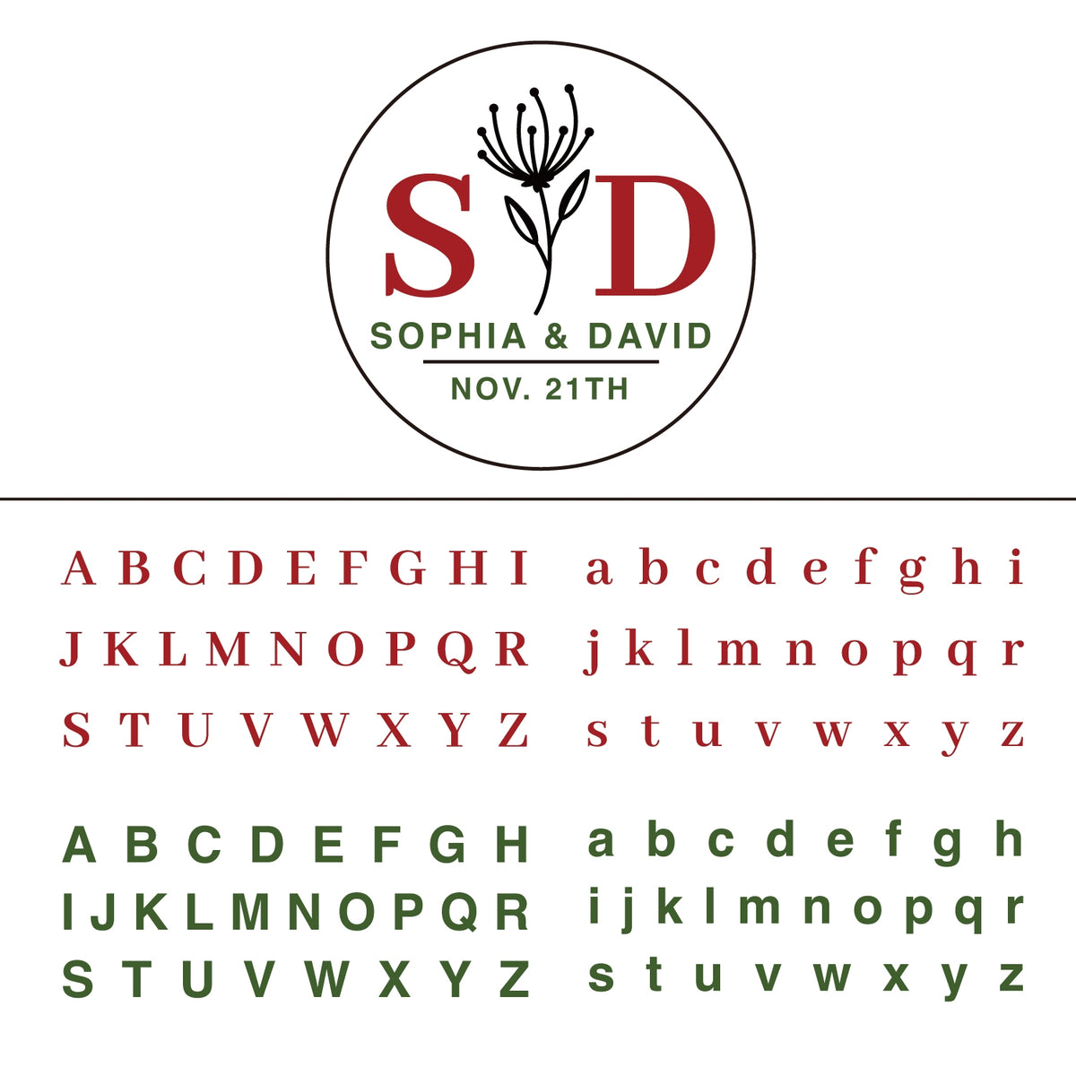 Personalisierter Spinnen-Lilie Hochzeit Name und Datum Siegelwachs Siegelstempel Stempel 2