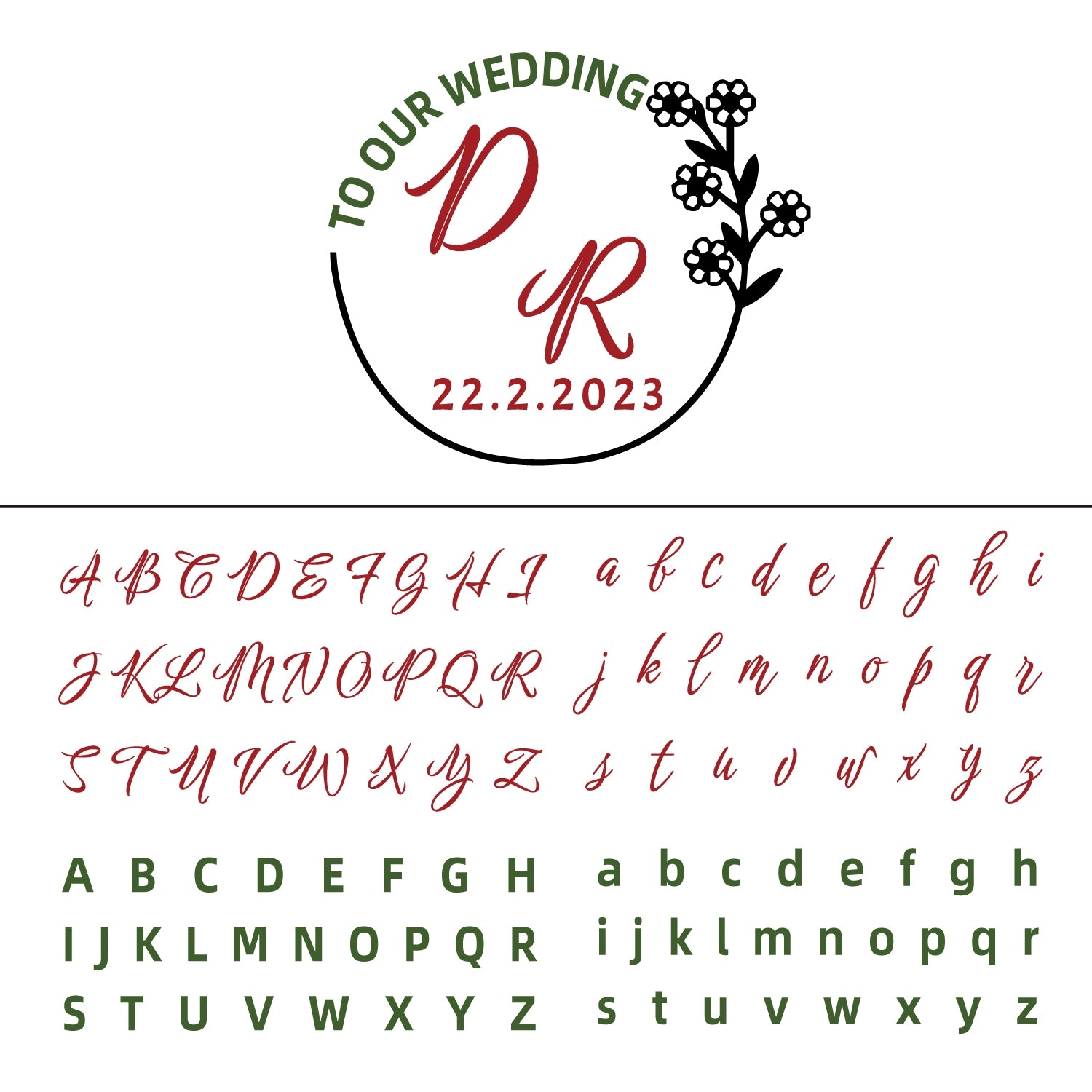 Personalisierter Blüten-Hochzeits-Monogramm-Siegelwachs-Siegelstempel 29