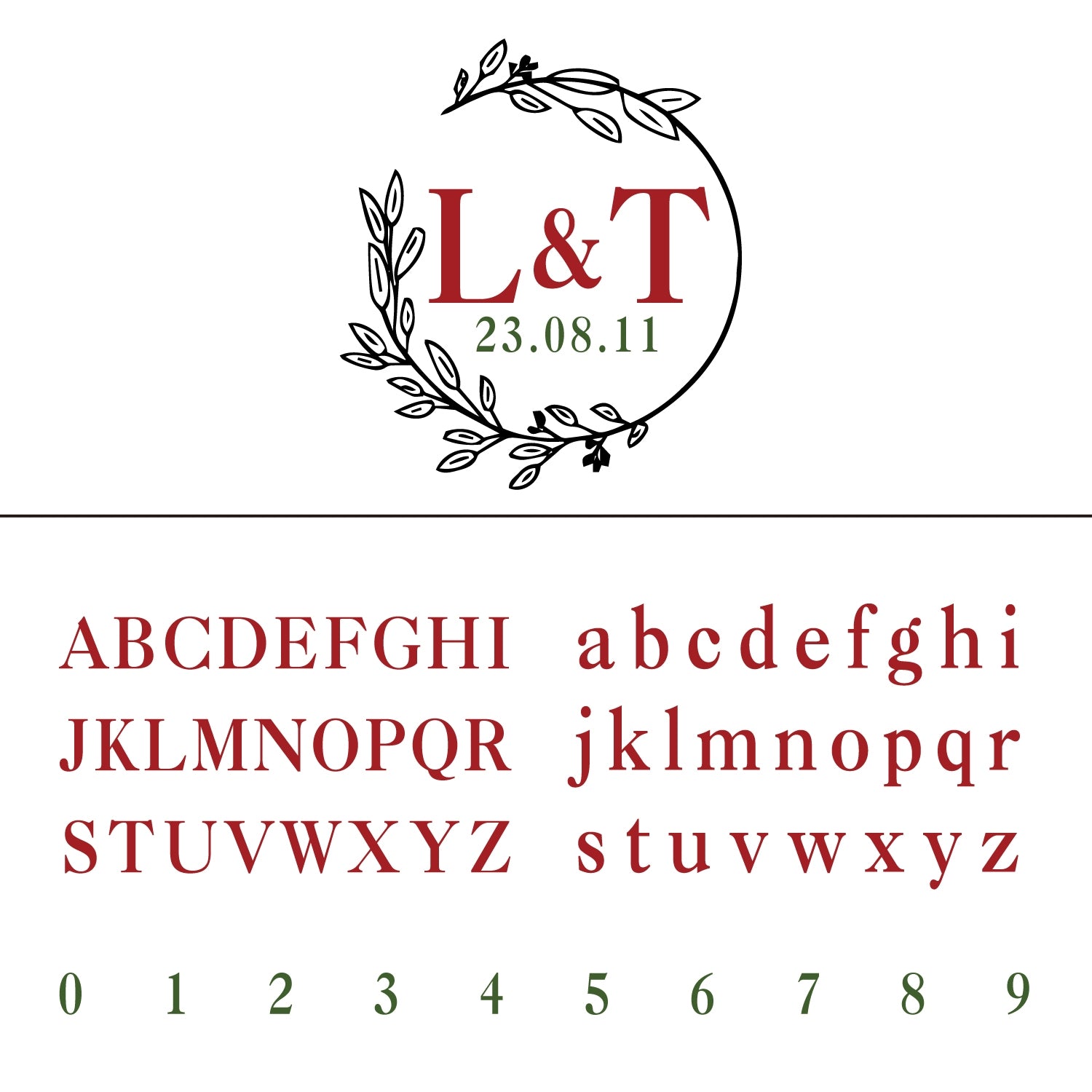 Personalisierter einfacher Blattkranz Hochzeit Monogramm Siegelwachs Stempel 30