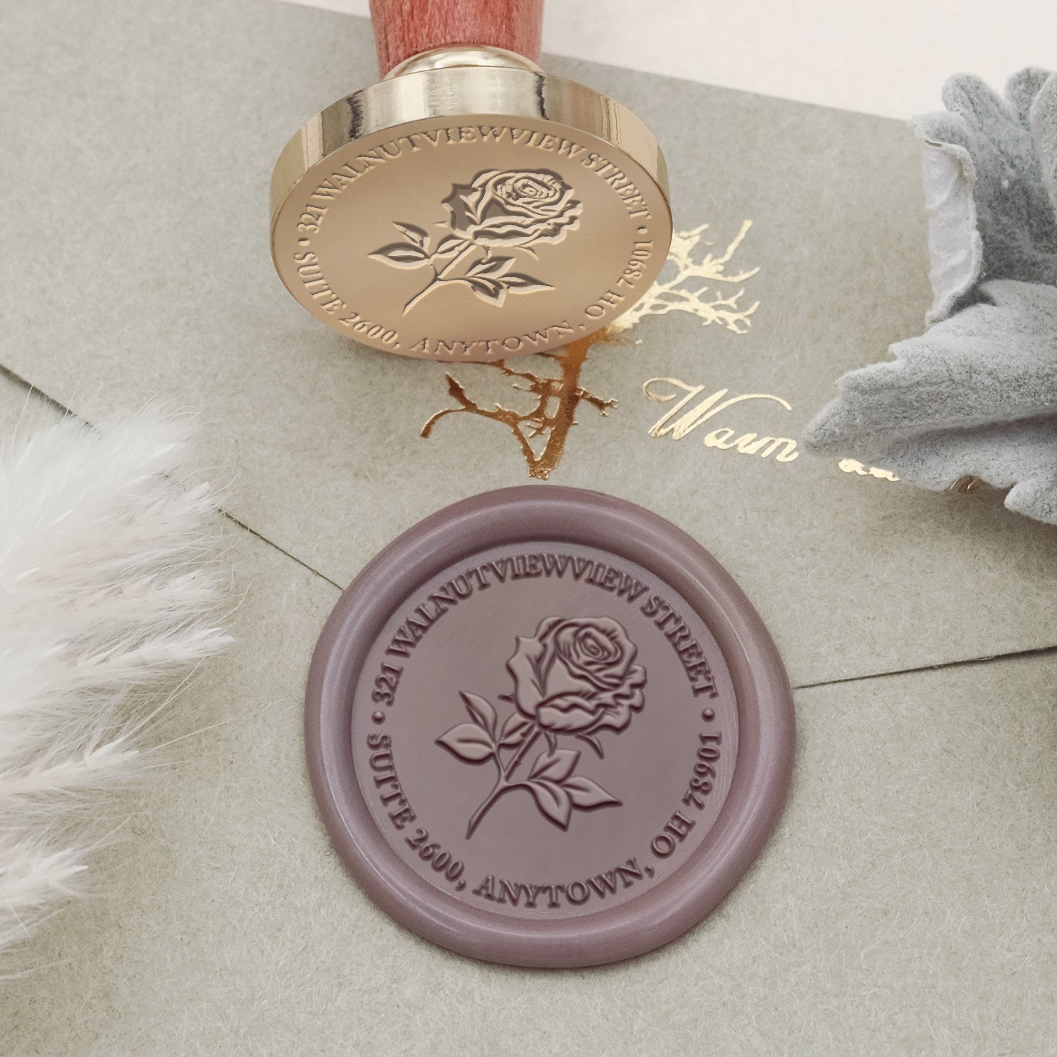 Personalisierter Botanischer Adresse Siegelwachs Siegelstempel (27 Designs)-1