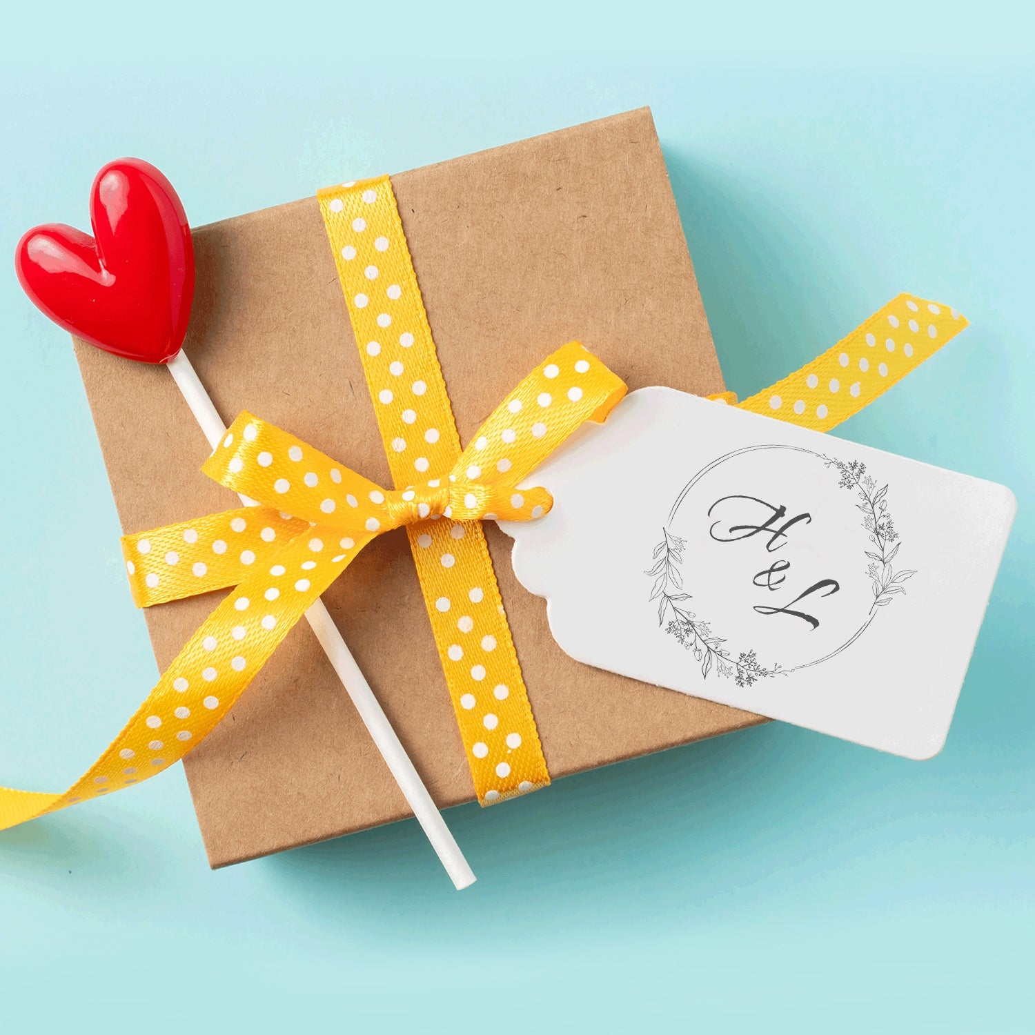 Personalisierter Botanischer Hochzeits-Monogramm Gummistempel - Style 4 wd1