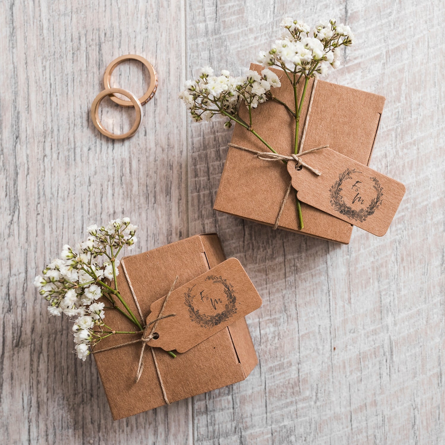 Personalisierter Botanischer Hochzeits-Monogramm Gummistempel - Stil 11 wd2
