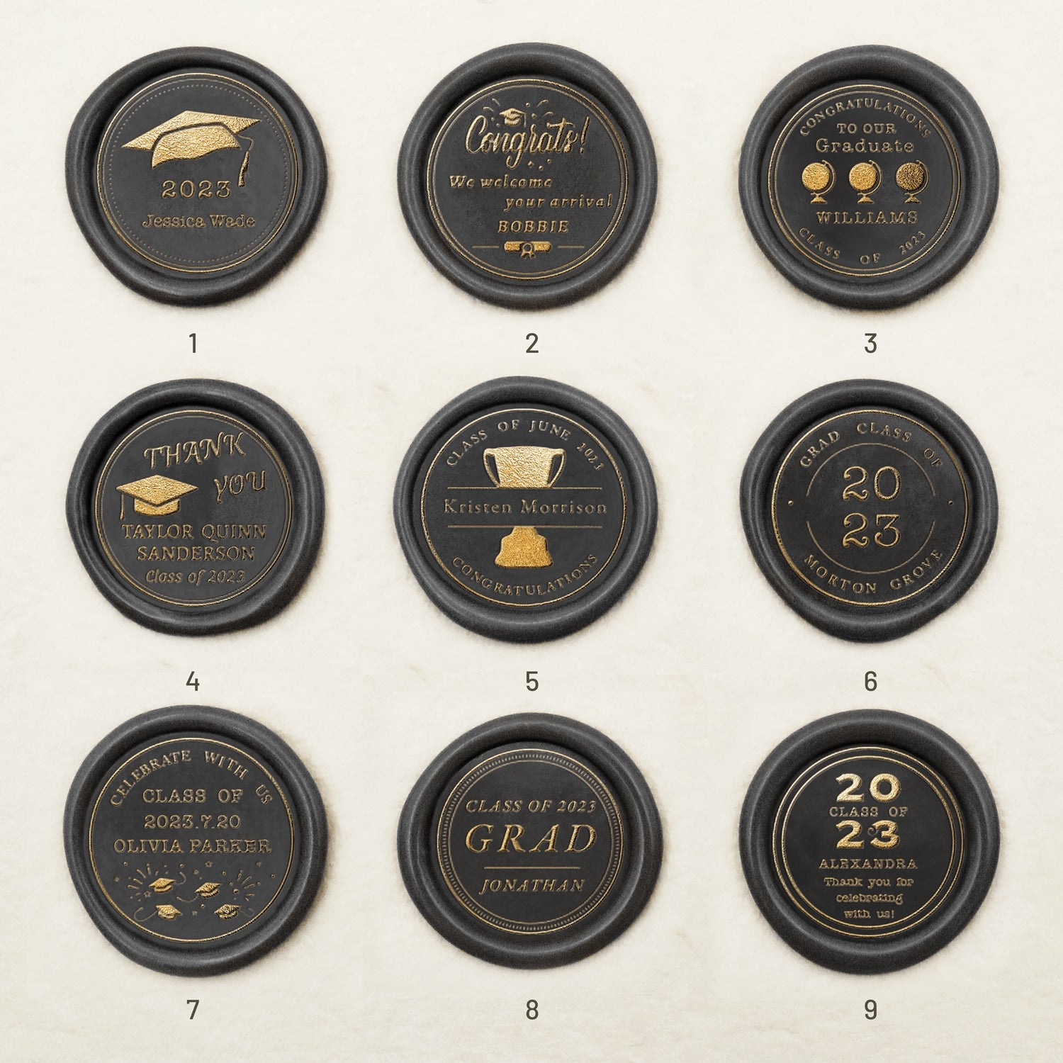 Personalisiert Abschluss Siegelwachs Siegelstempel (27 Designs)-sku1