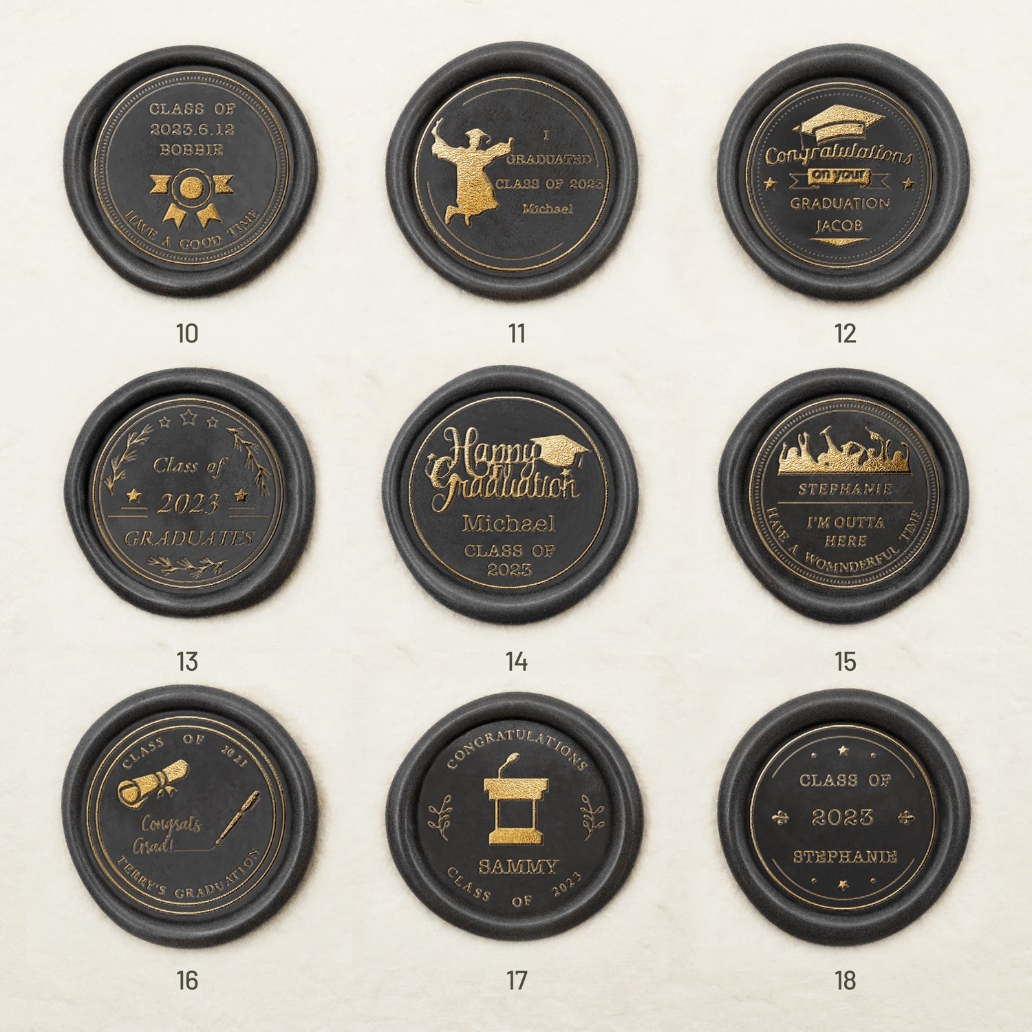 Personalisierter Abschluss Siegelwachs Siegelstempel (27 Designs)-sku2