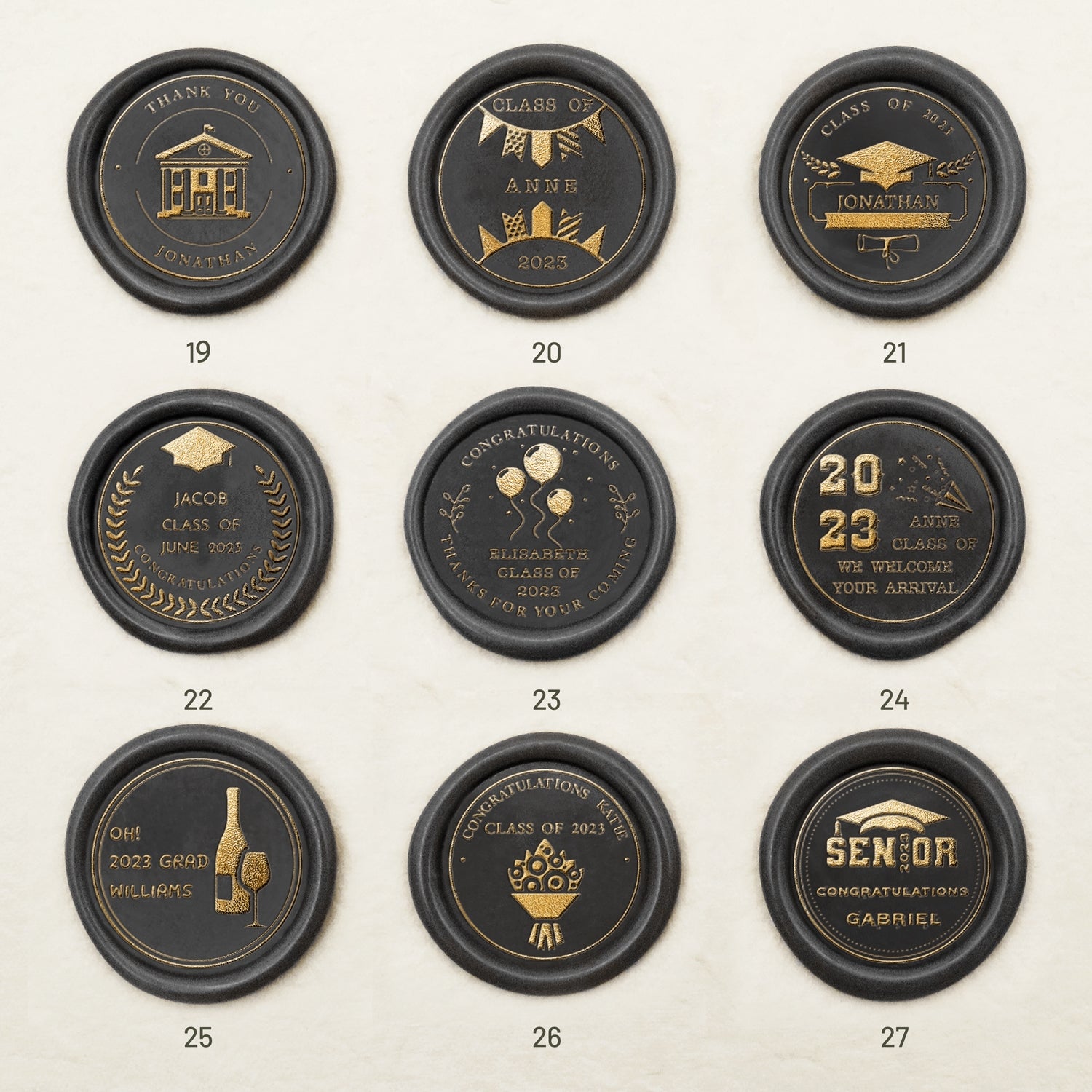 Personalisierter Abschluss Siegelwachs Siegelstempel (27 Designs)-sku3