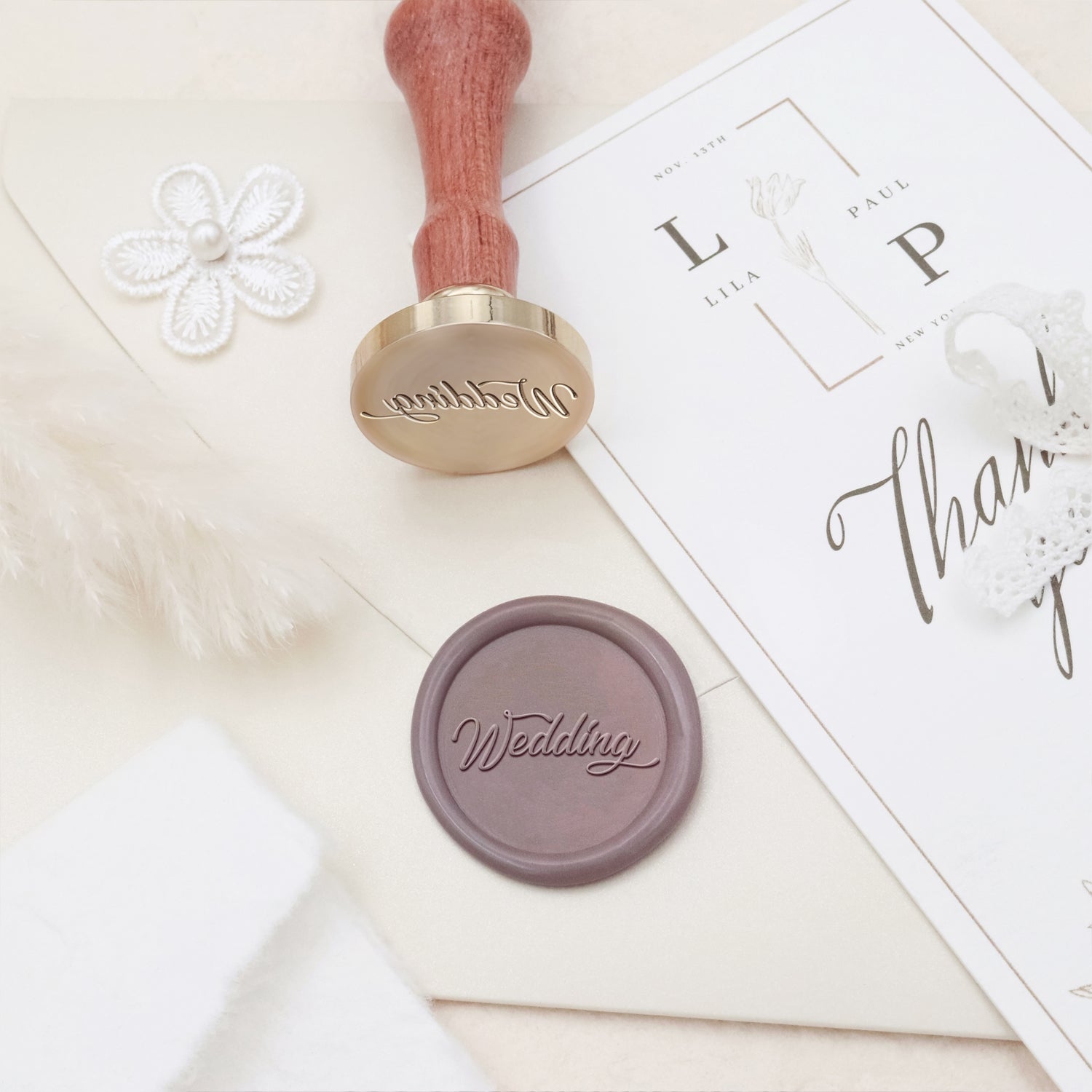Hochzeitseinladung & Ankündigung Siegelwachs Siegelstempel (27 Designs)-2