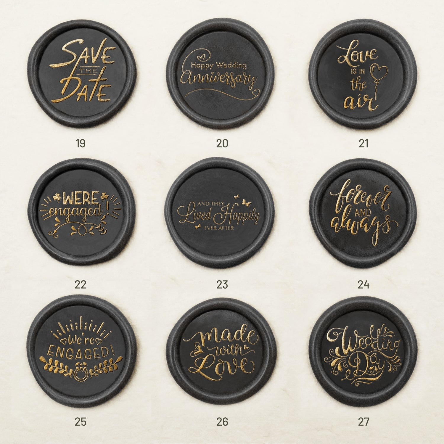 Hochzeitseinladung & Ankündigung Siegelwachs Siegelstempel (27 Designs)-sku3