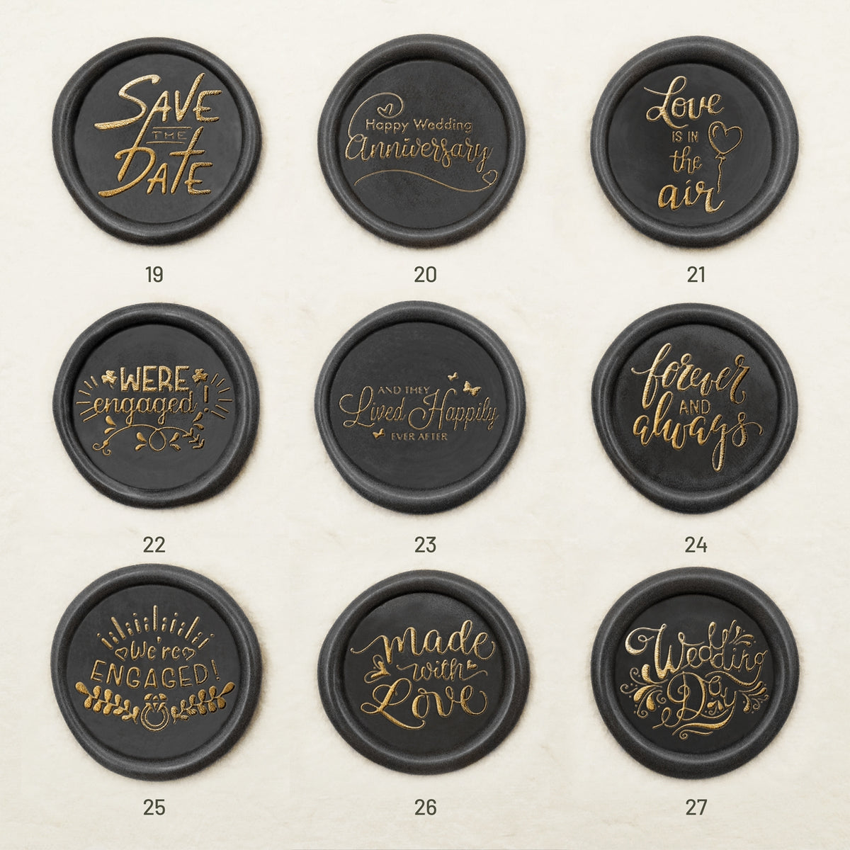 Hochzeitseinladung & Ankündigung Siegelwachs Siegelstempel (27 Designs)-sku3