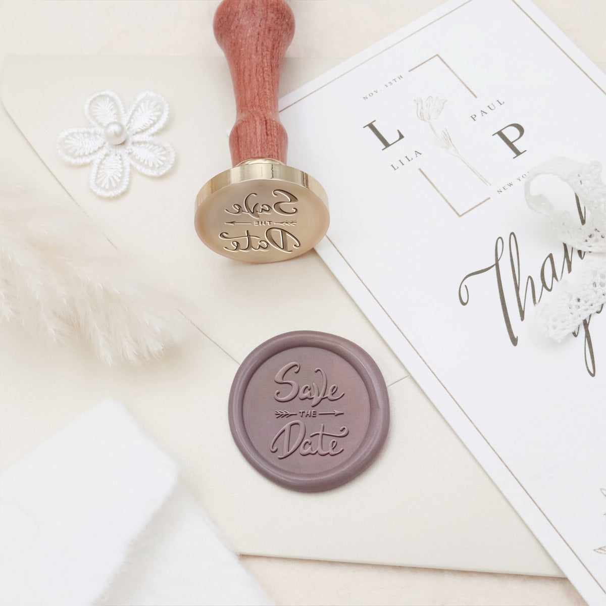 Hochzeitseinladung & Ankündigung Siegelwachs Siegelstempel - Style 7 7-3