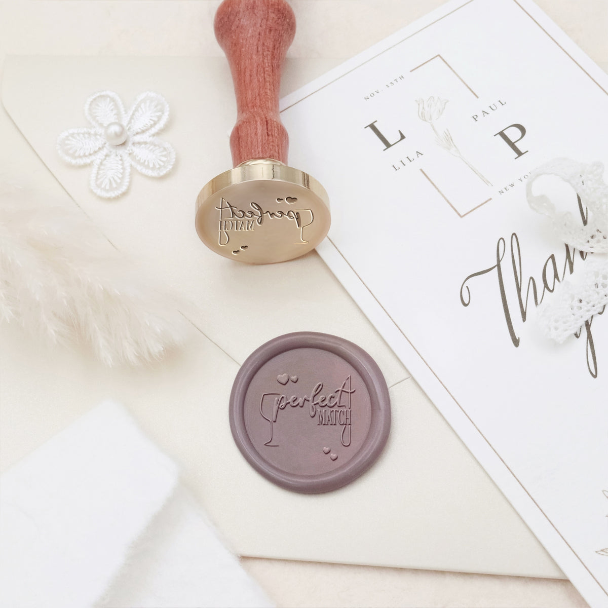 Hochzeitseinladung & Ankündigung Siegelwachs Siegelstempel - Stil 8 8-3