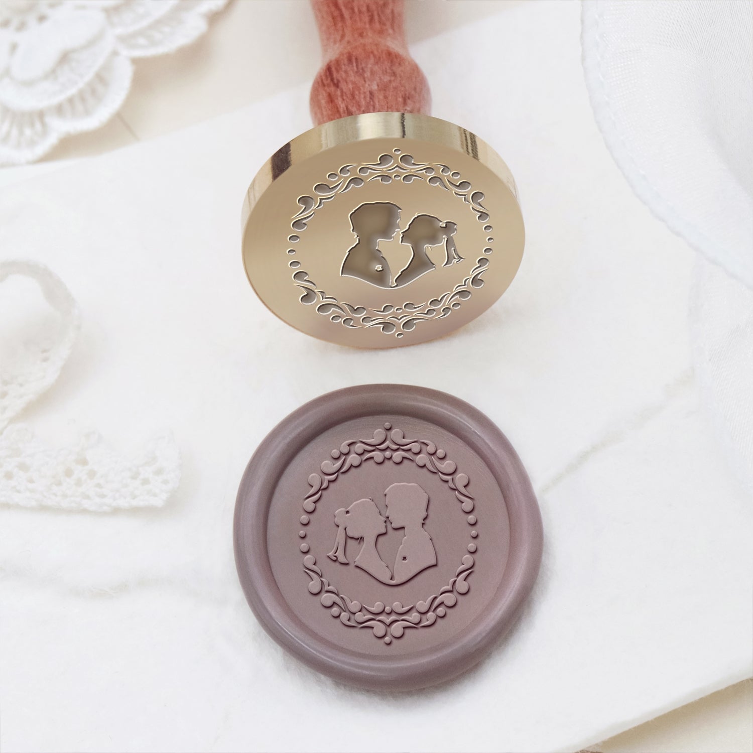 Wedding Celebration Double Portrait Wax Seal Stamp 1
