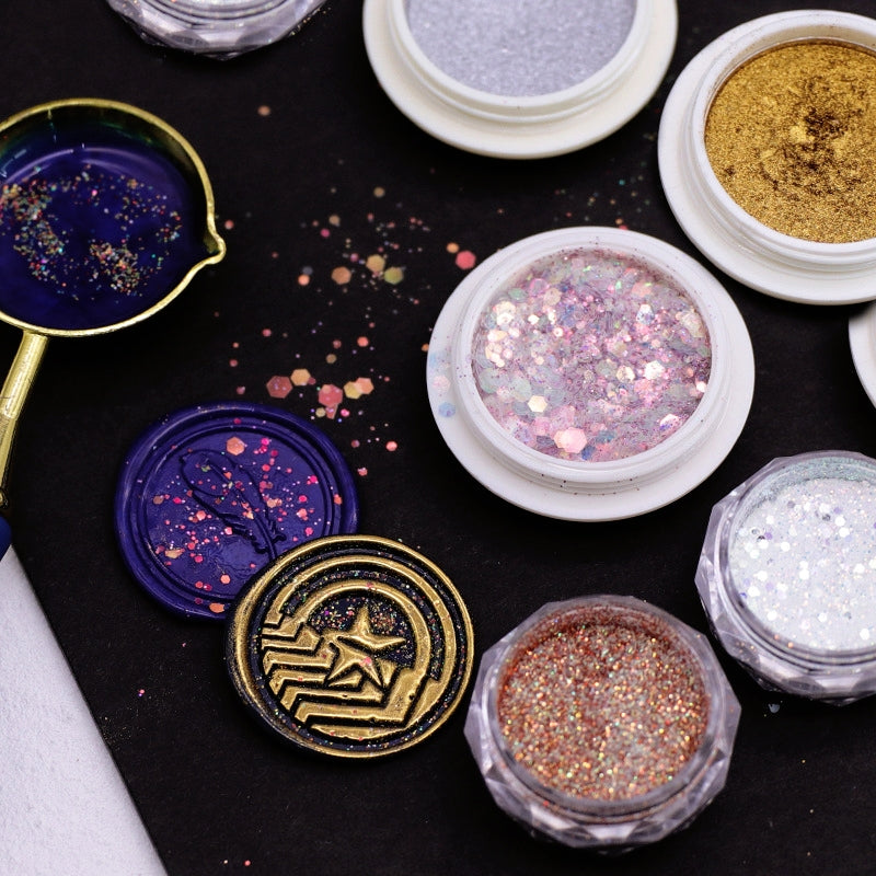 Wachssiegel Färbung Dekoration Glitzerpulver Pailletten b3