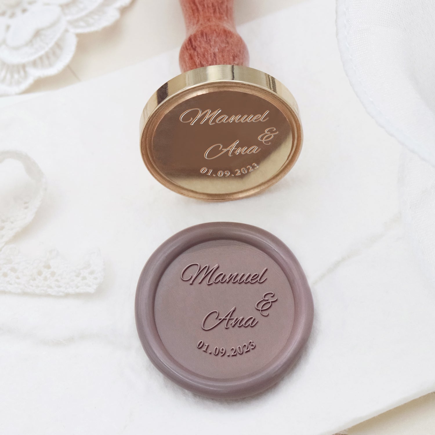 Personalisierter minimalistischer Name Hochzeit Siegelwachs Siegelstempel - Stil 2 2