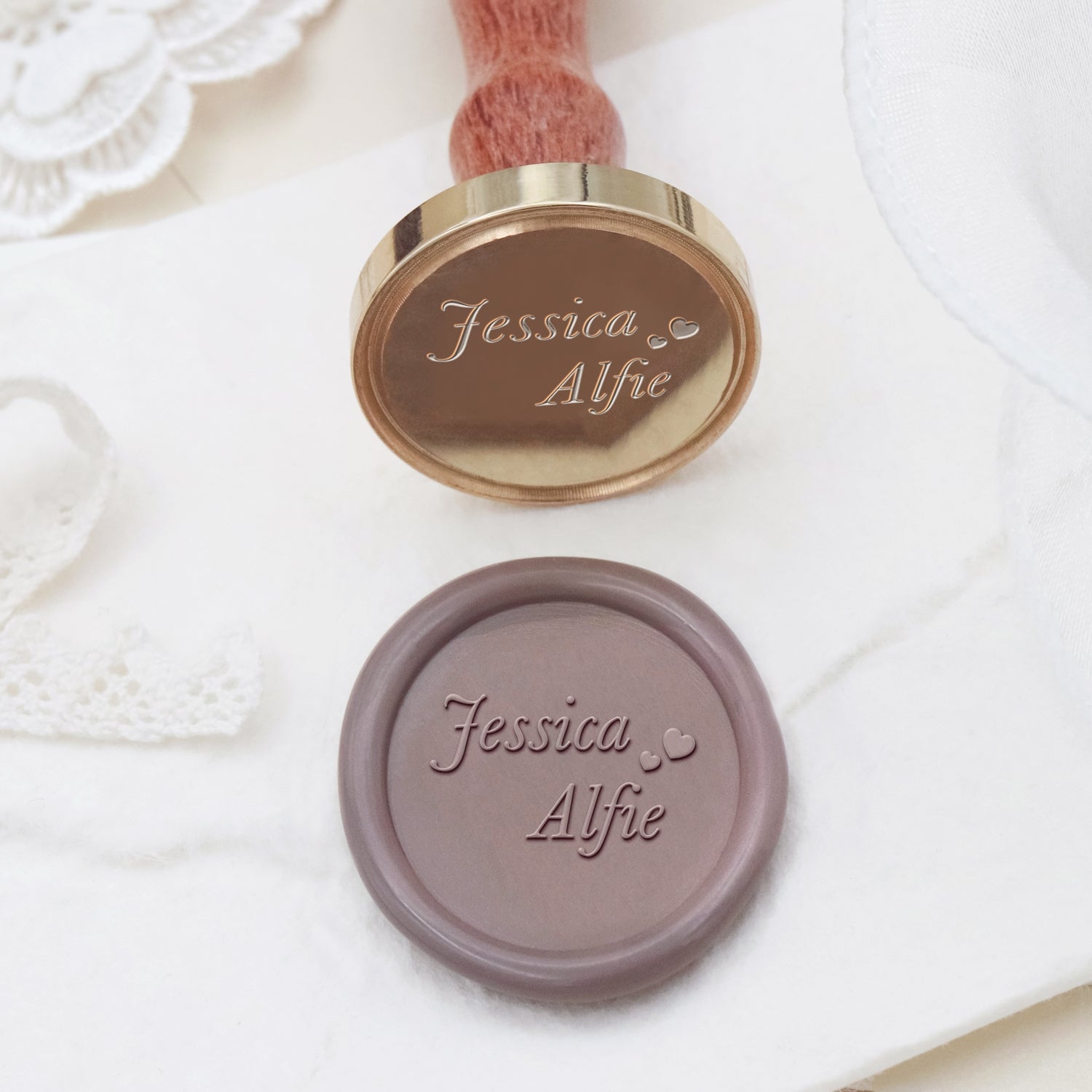 Personalisierter Minimalistischer Namen Hochzeit Siegelwachs Siegelstempel - Stil 3 2