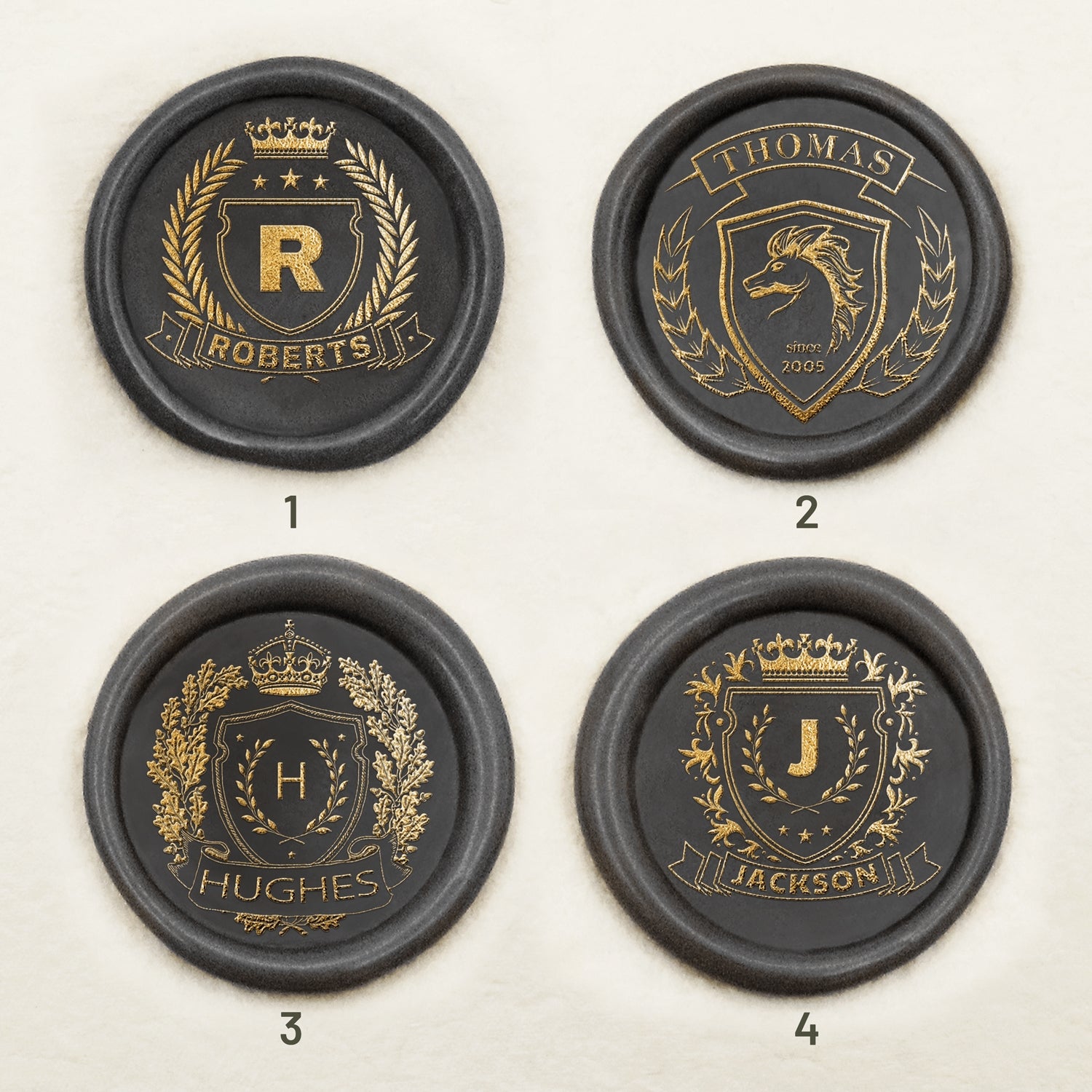 Personalisierter Familienwappen Siegelwachs Siegelstempel (18 Designs) sku-1