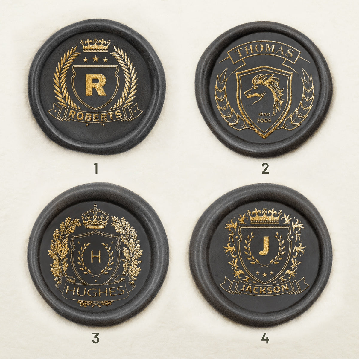 Personalisierter Familienwappen Siegelwachs Siegelstempel (18 Designs) sku-1