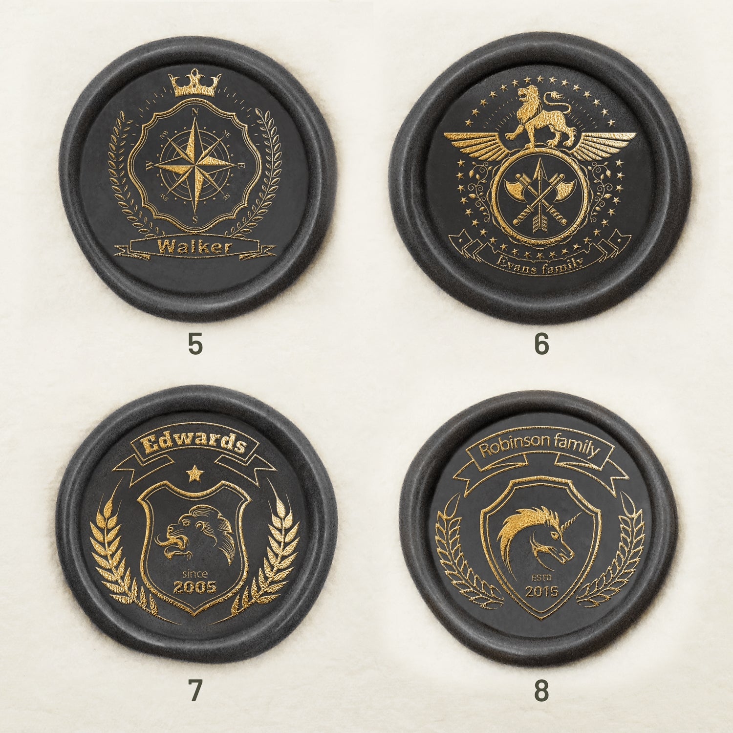 Personalisierter Familienwappen Siegelwachs Siegelstempel (18 Designs) sku-2