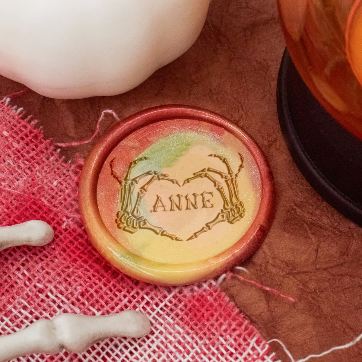 Personalisierter Totenkopf Liebe Halloween Name Siegelwachs Siegelstempel 2
