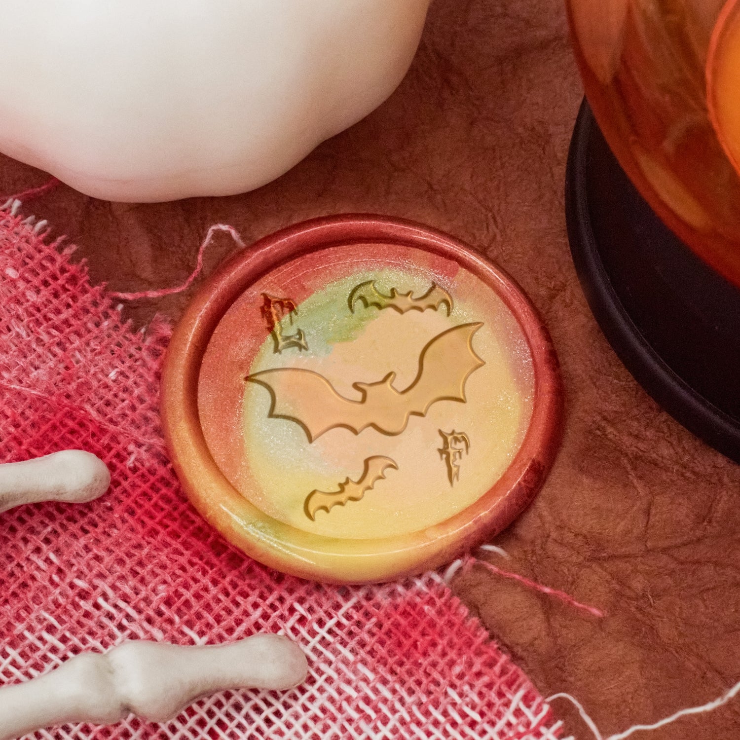 Personalisiert Fledermausschwarm Halloween Name Siegelwachs Siegelstempel 2