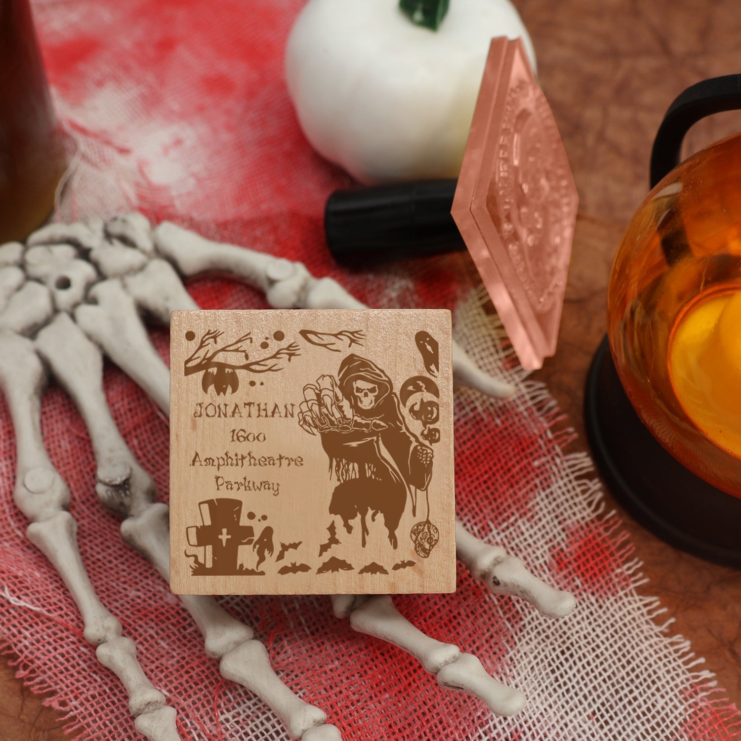Personalisierter Halloween Adresse Gummistempel 1