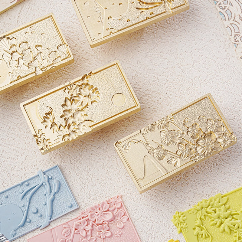 3D Reliefprägung Jahreszeiten Blumen Siegelwachs Siegelstempel a