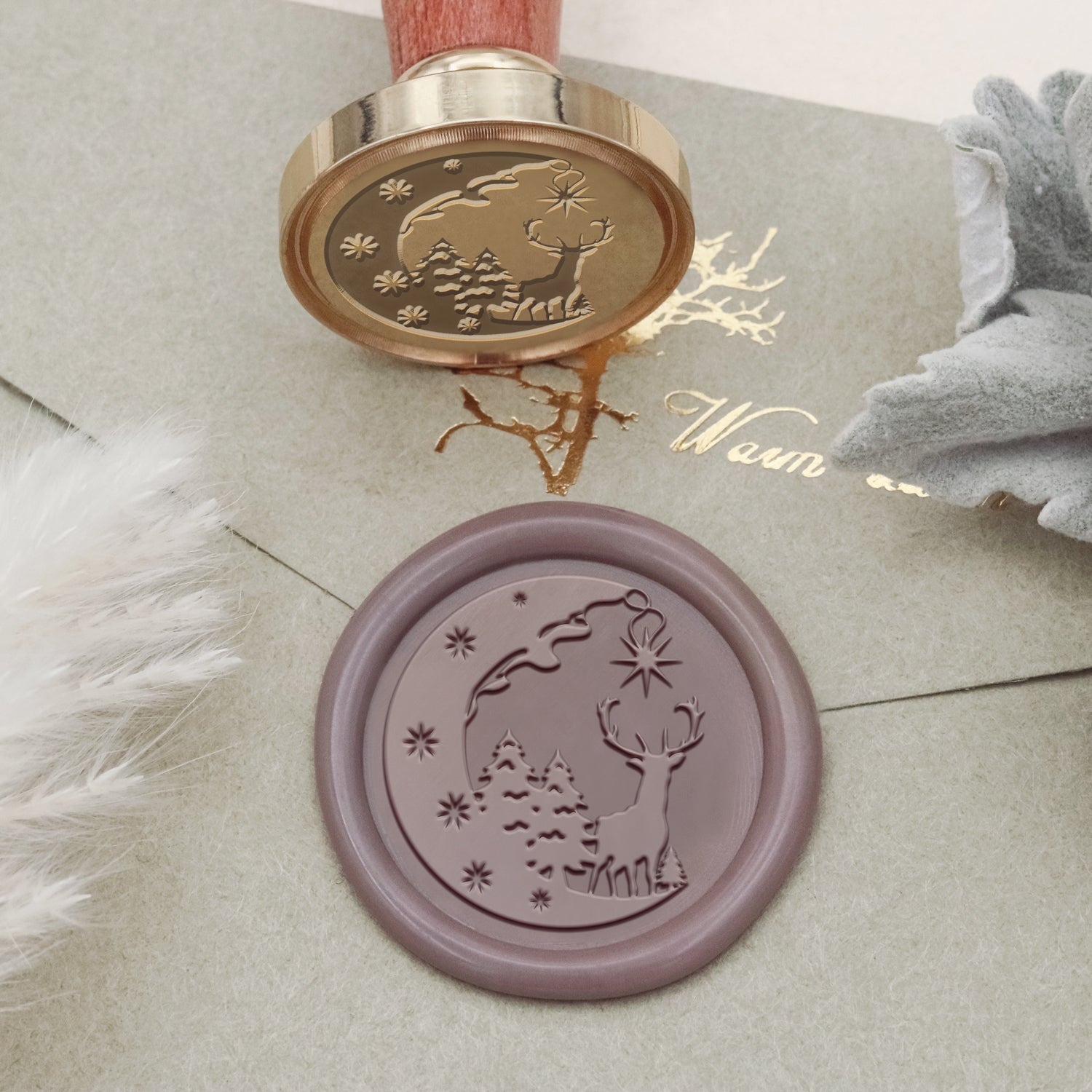 Siegelstempel mit Hirsch im Mondlicht