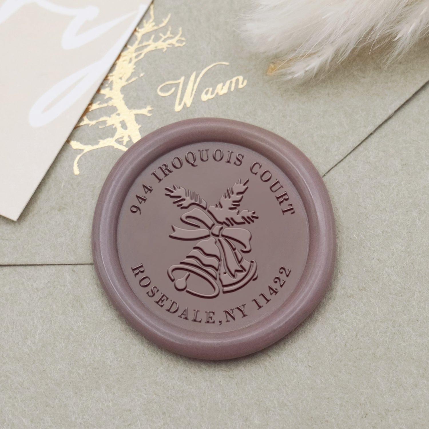 Personalisierter Weihnachtsglocken Adresse Siegelwachs Siegelstempel1