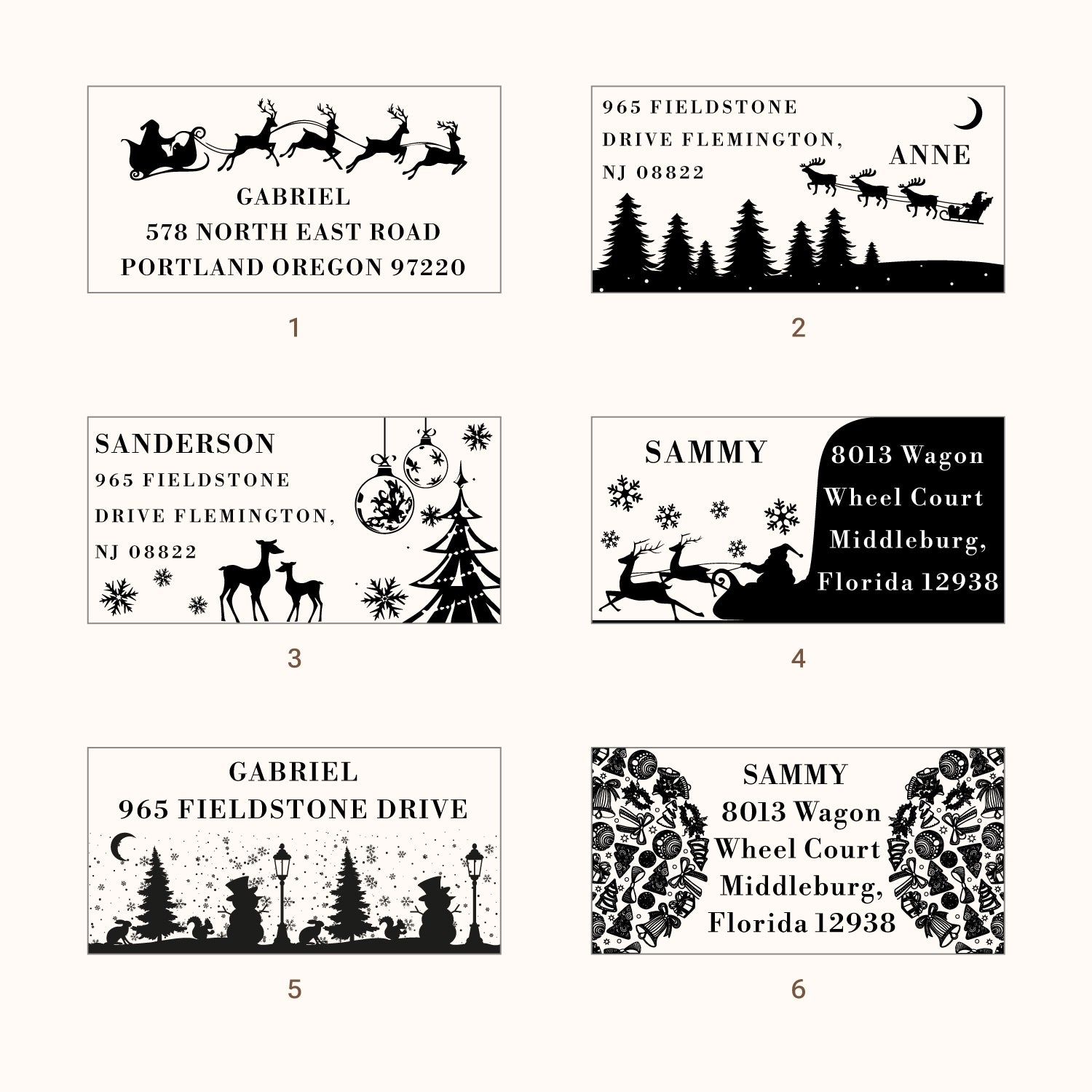 Personalisierter Weihnachts-Rechteck-Adress-Stempel aus Gummi (27 Designs)11