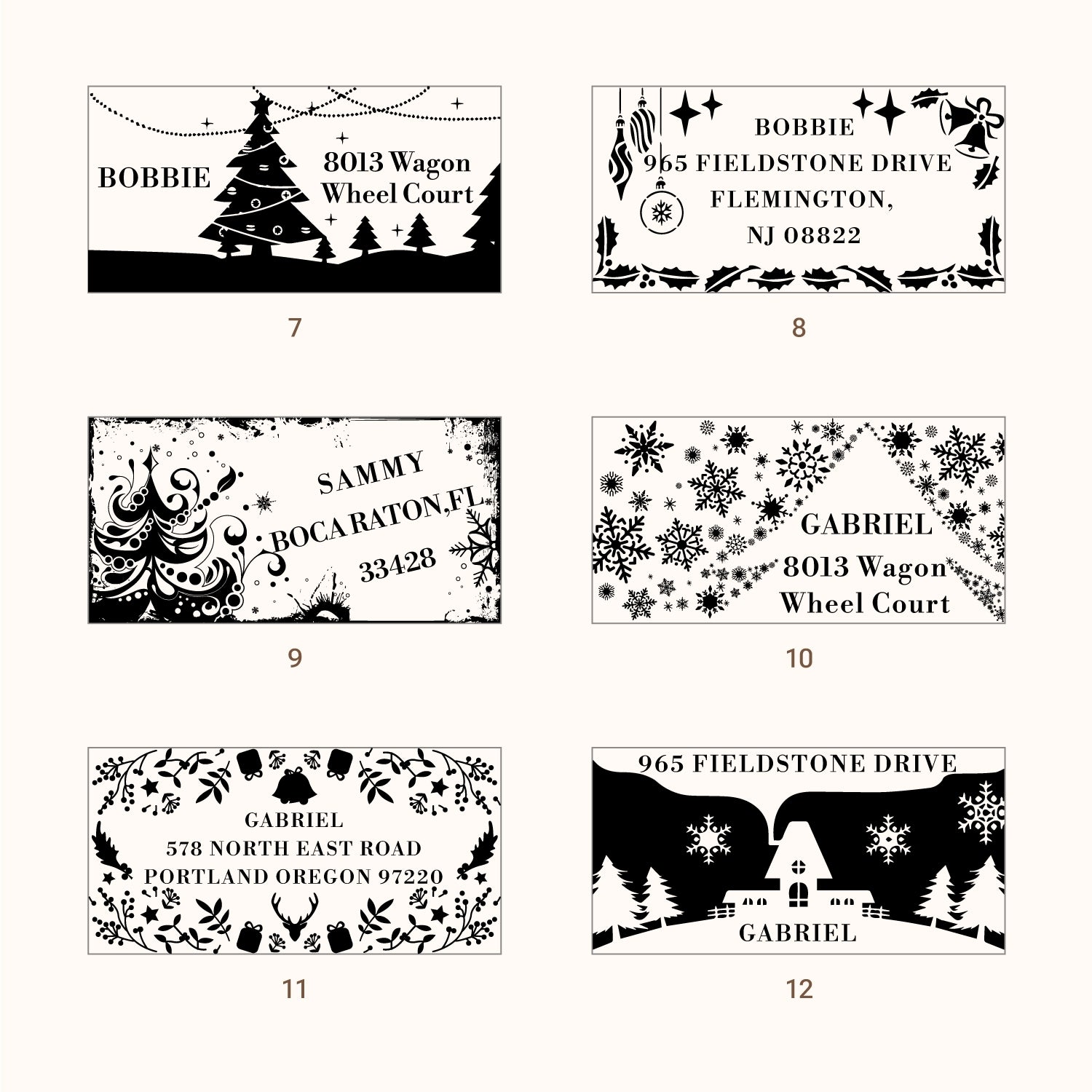 Benutzerdefinierter Weihnachts-Rechteck-Adress-Gummistempel (27 Designs)22