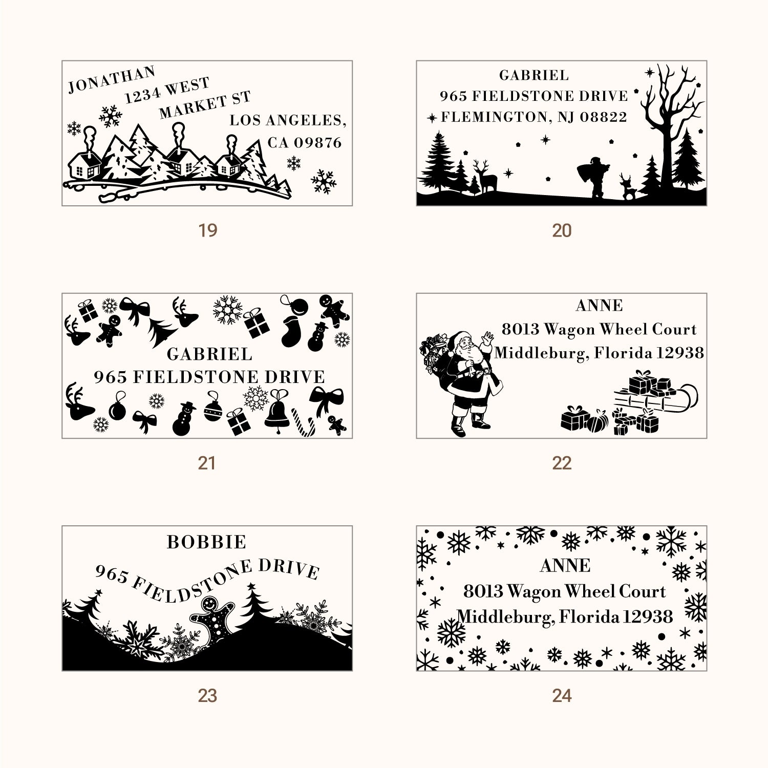 Personalisierter Weihnachts-Rechteck-Adress-Gummistempel (27 Designs)44