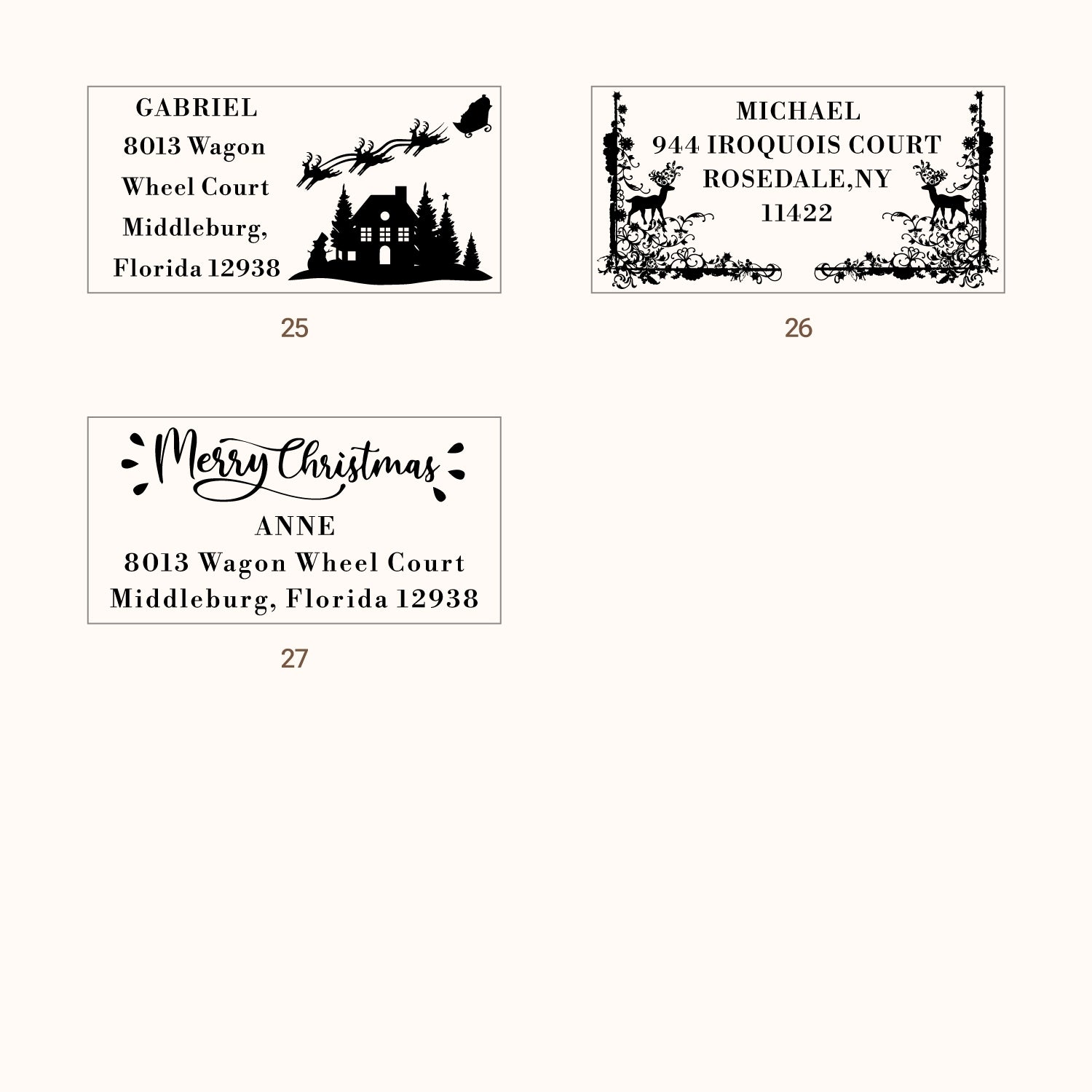 Personalisierter Weihnachts-Rechteck-Adressstempel aus Gummi (27 Designs)55