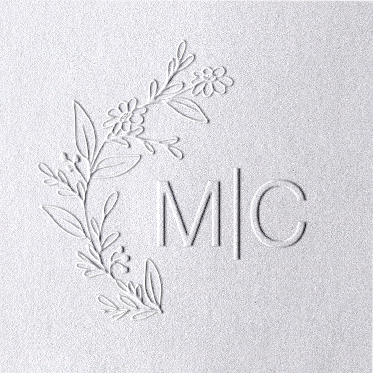 Custom Botanical Initials Wedding Monogram Embosser - Style 3 Custom Botanical Initials Wedding Monogram Embosser - Style 331