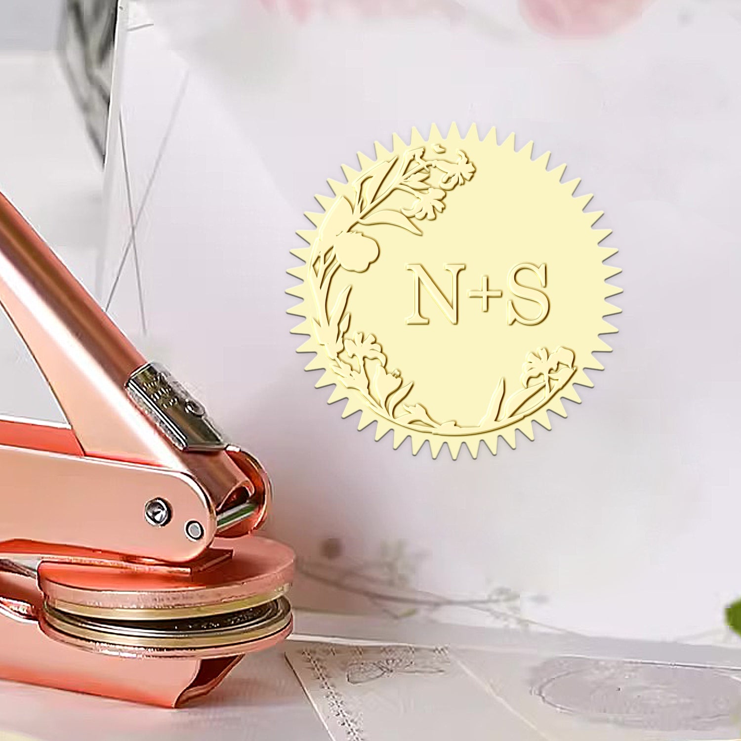 Personalisierte Botanische Initialen Hochzeits Monogramm Prägezange (27 Designs) 121 21
