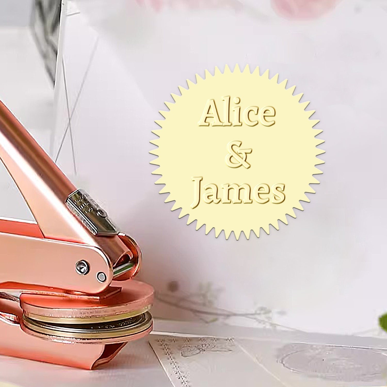 Personalisierte Minimalistische Name Hochzeit Prägezange - Stil 9 Personalisierte Minimalistische Name Hochzeit Prägezange - Stil 91-91