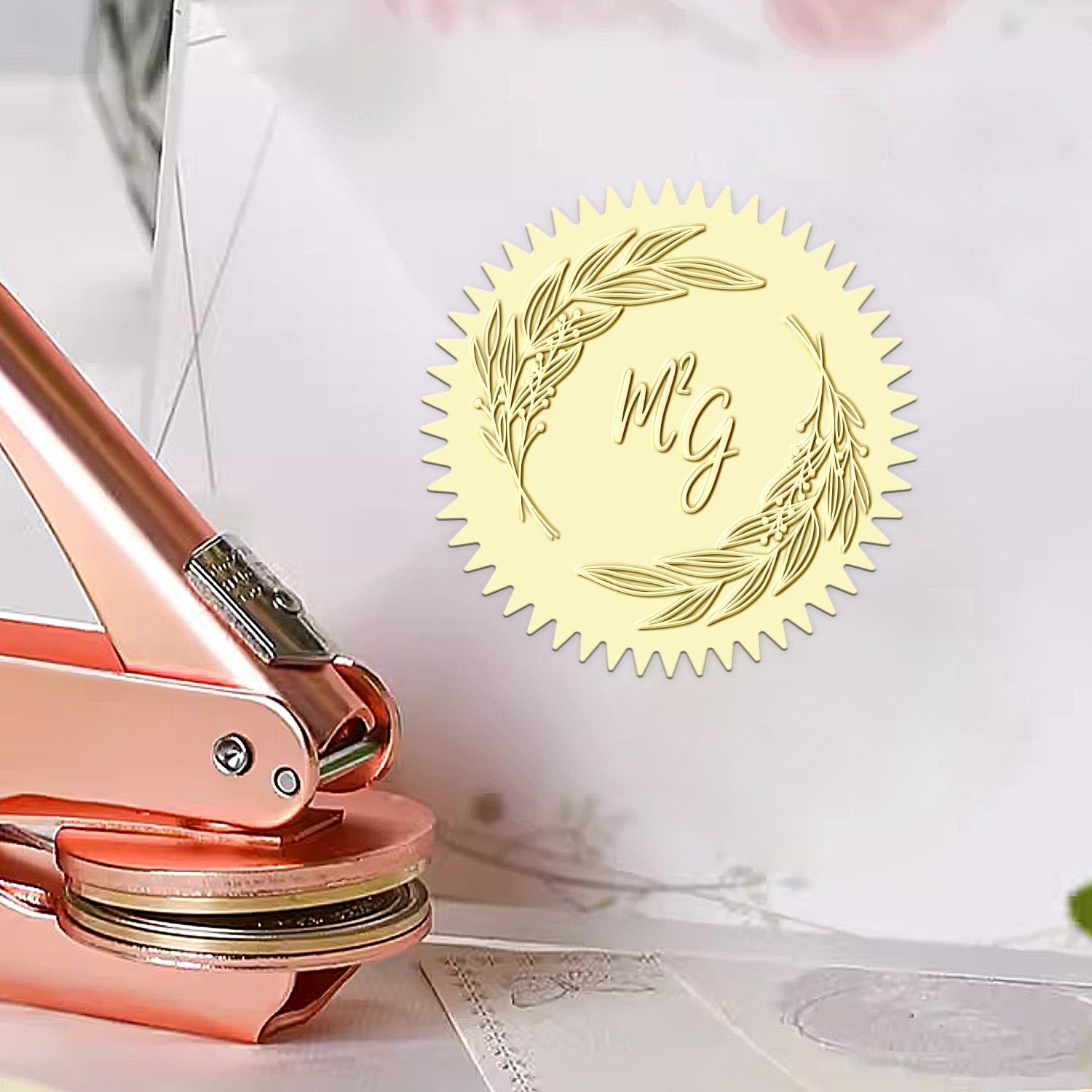 Personalisierte Initialen Hochzeit Monogramm Prägestempel (36 Designs) 111