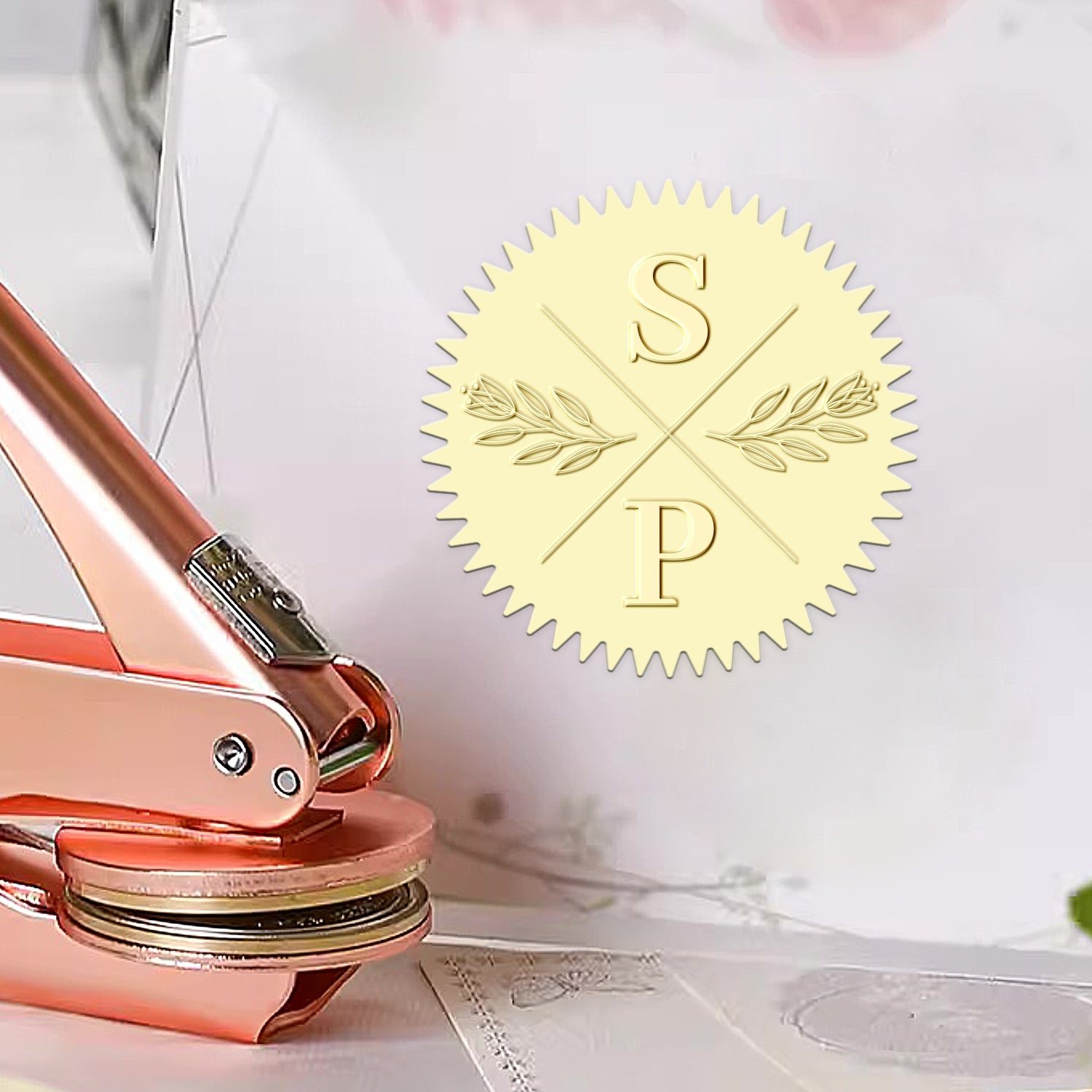 Personalisierte Tulpen Hochzeit Monogramm Initial Prägezange 1-141
