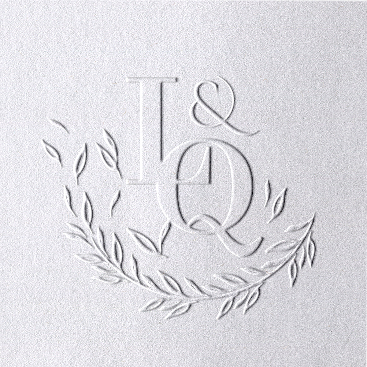 Personalisierter fallender Olivenzweig Hochzeit Initial Prägezange 121