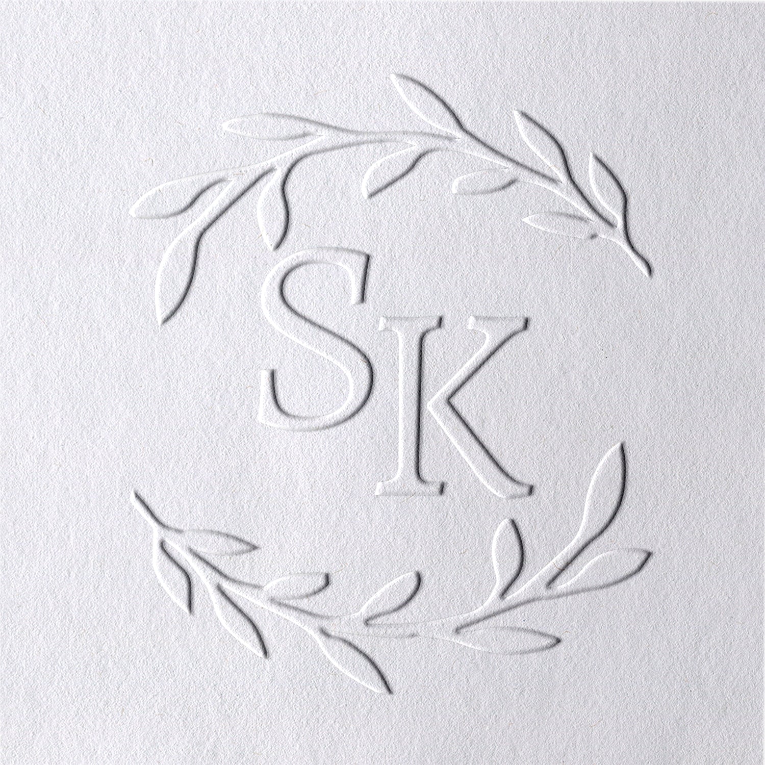 Personalisierte Initialen und Zweig Monogramm Hochzeit Prägezange 261