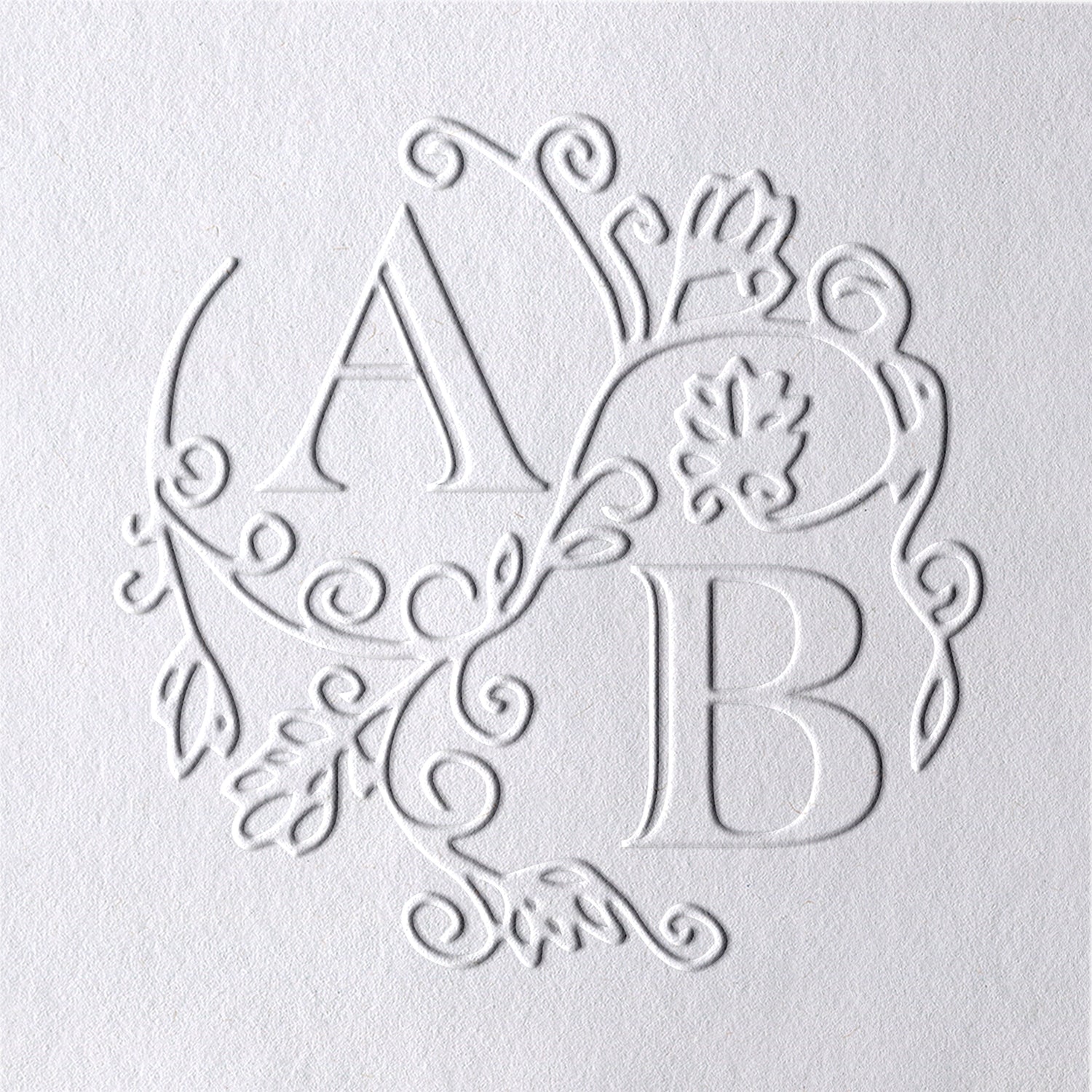 Personalisierte diagonale Initialen und botanischer Kreis Monogramm Prägezange 321