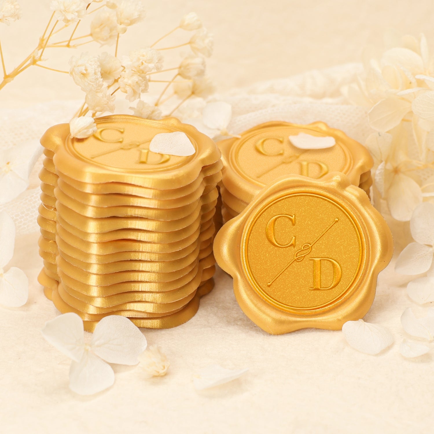 Personalisierte Einfache Knoten Hochzeit Monogramm Siegelwachs Sticker 2-6