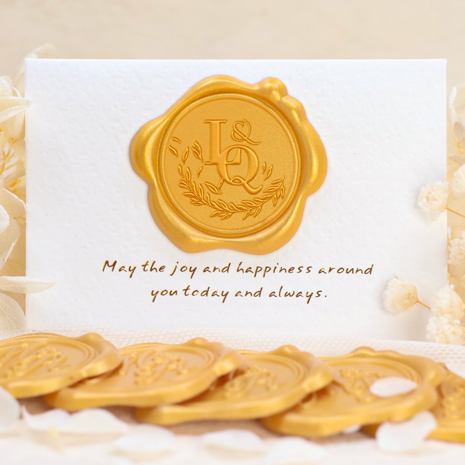 Custom Falling Olive Branch Wedding Monogram Wax Seal Stickers 1-12