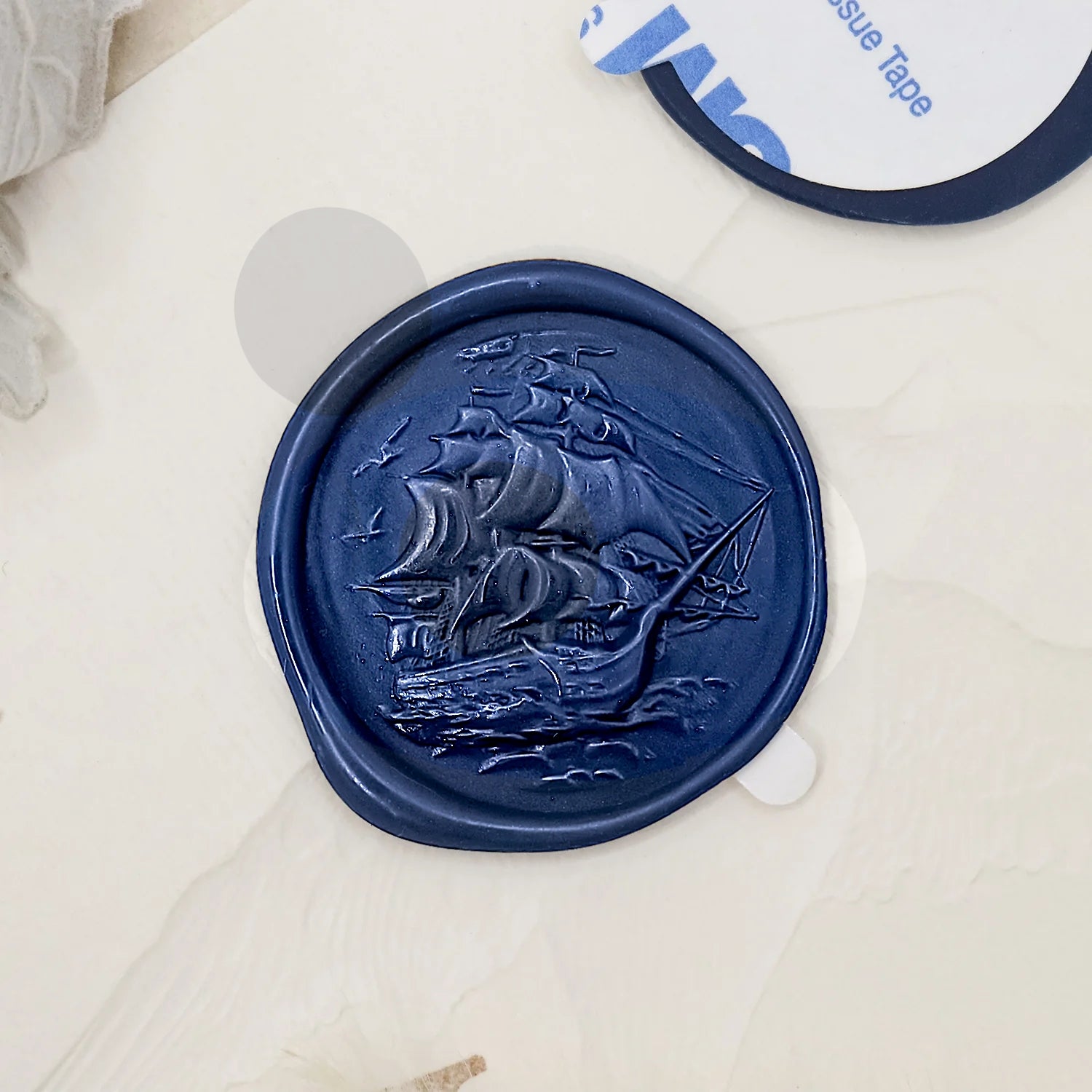 3D Reliefprägung Segelschiff selbstklebend Siegelwachs Sticker 5-4