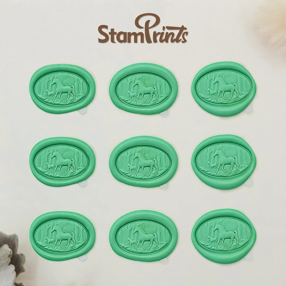 3D Reliefprägung Pferd Selbstklebend Siegelwachs Sticker 1